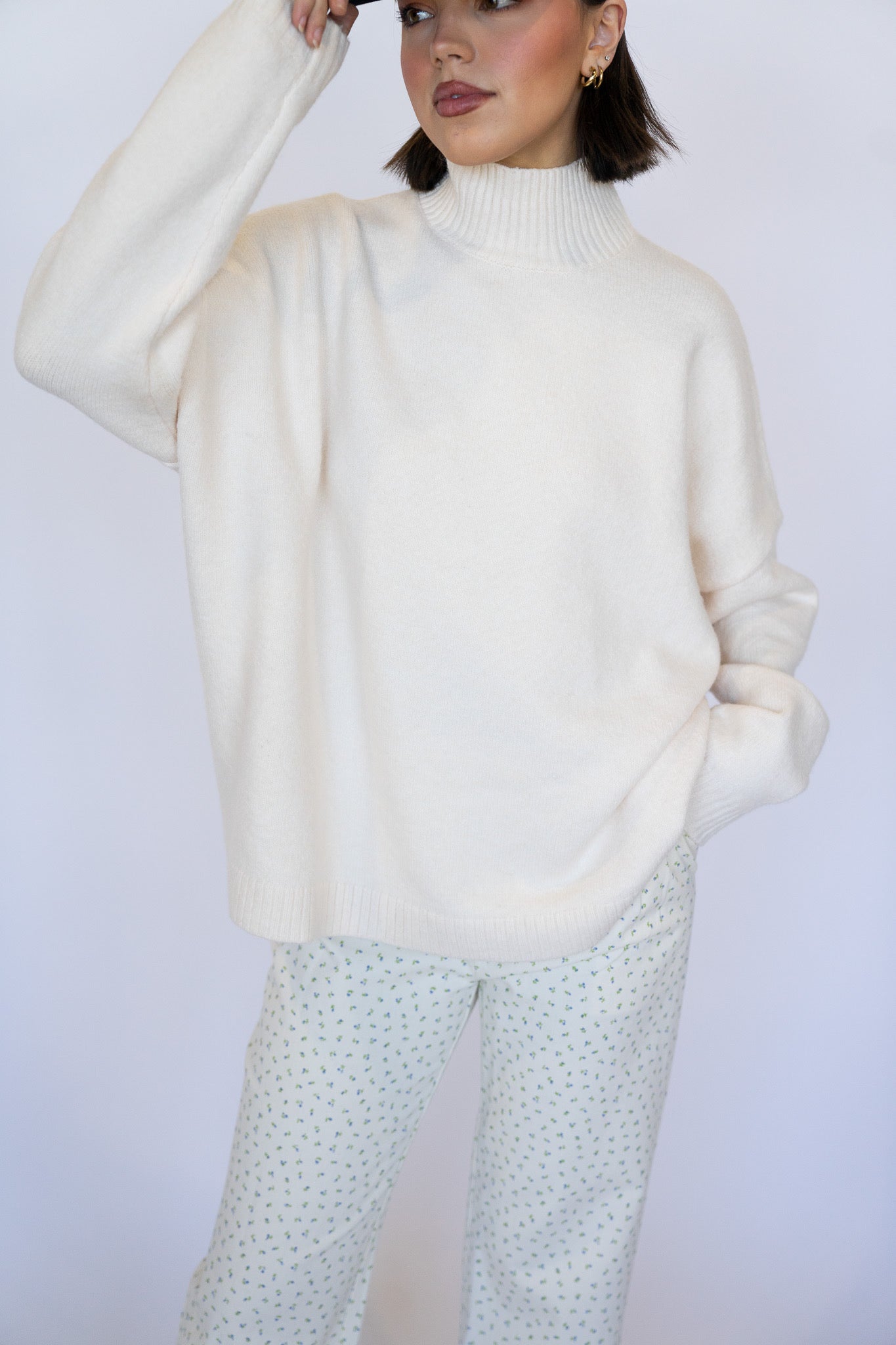 Mock Neck Boxy Sweater (Multiple Colors)