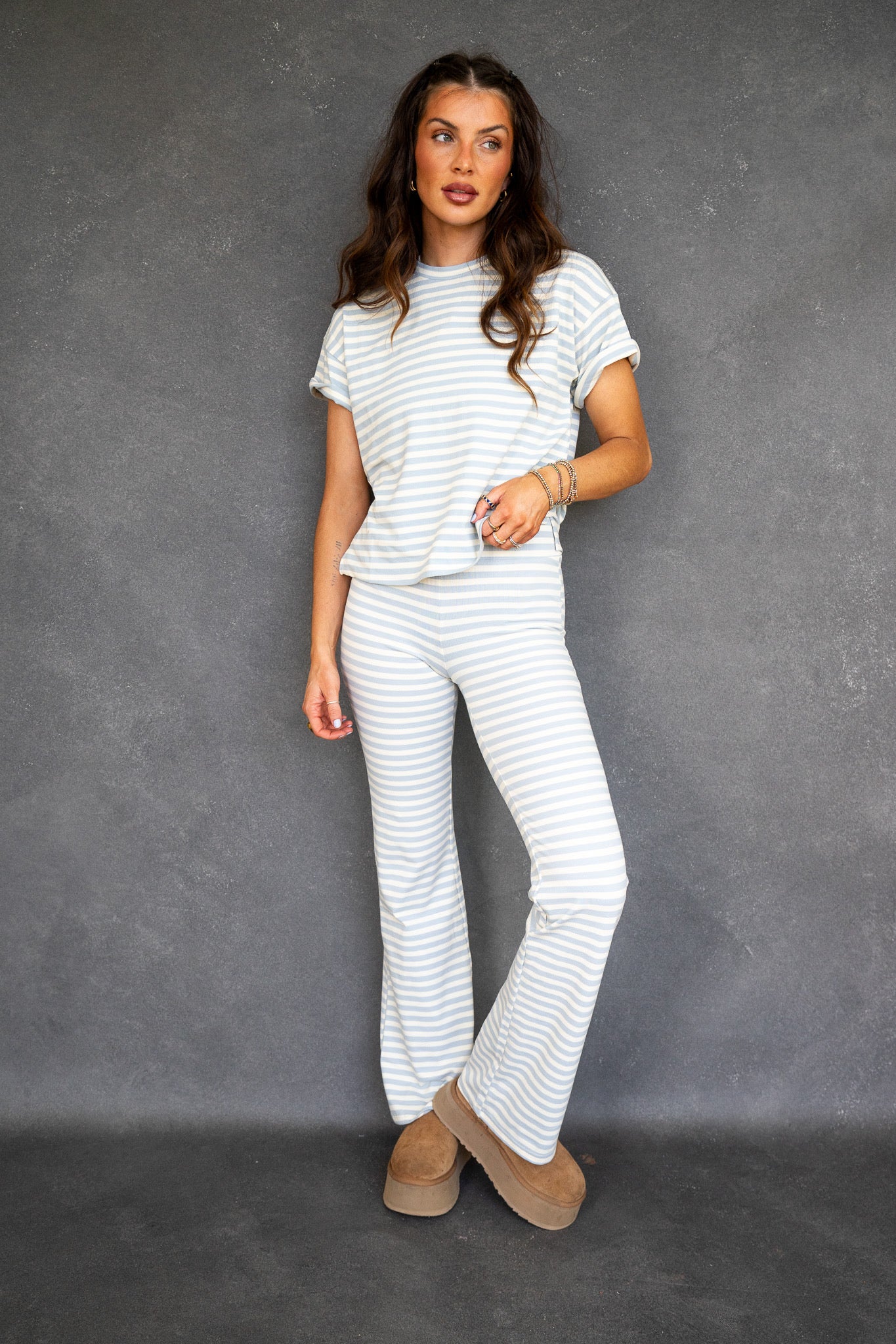 Heidi Fit & Flare Pants - Light Blue