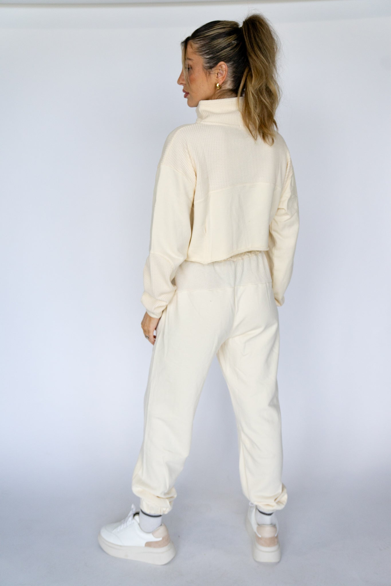 Cream Waffle Knit Joggers