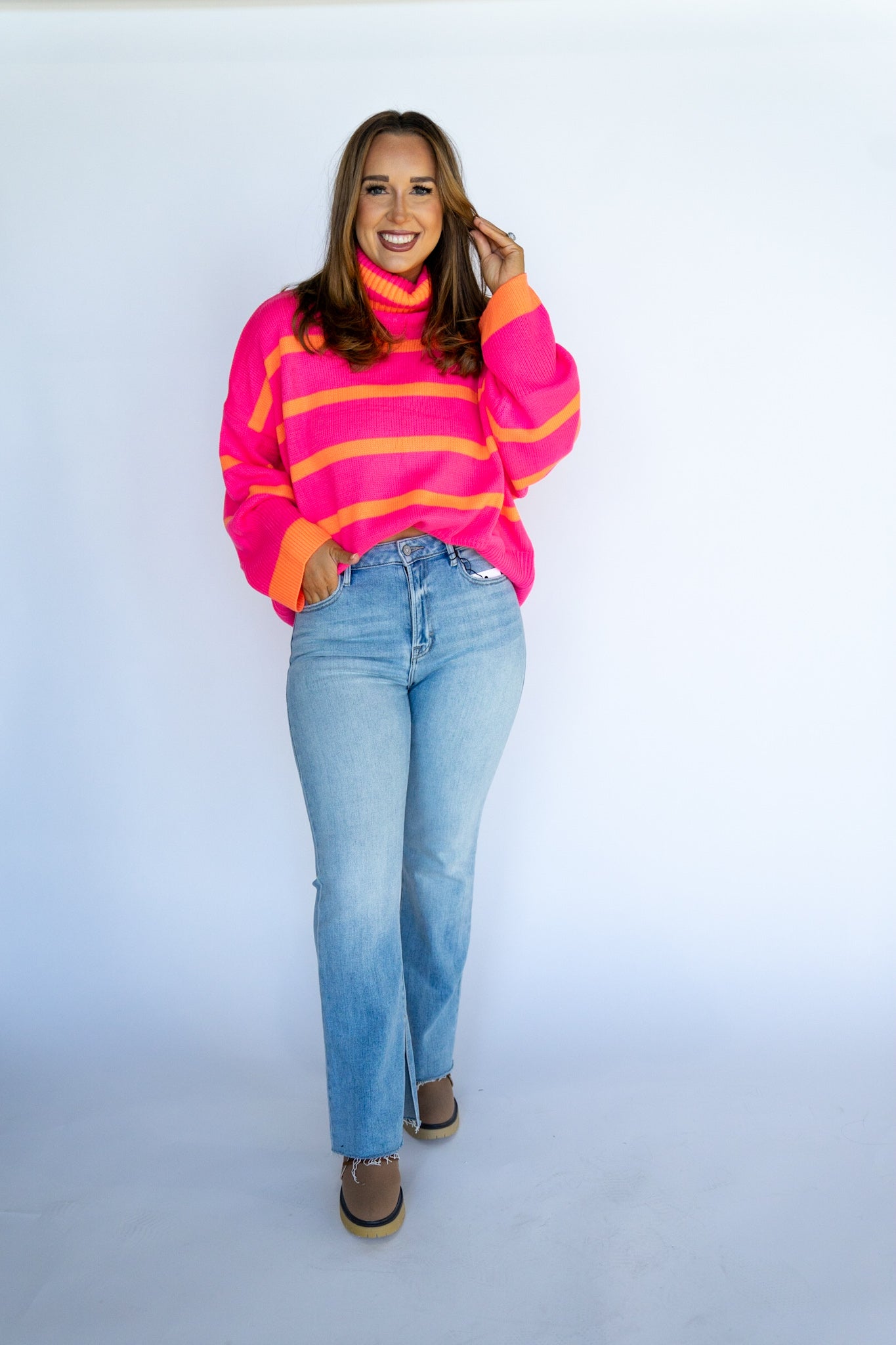 Striped Oversized Turtle Neck