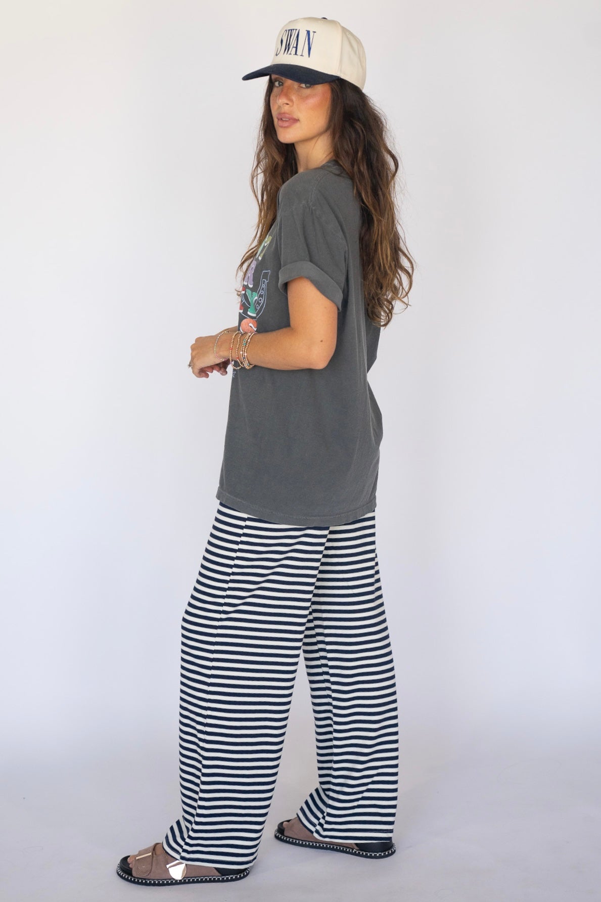Navy Striped Summer Pants
