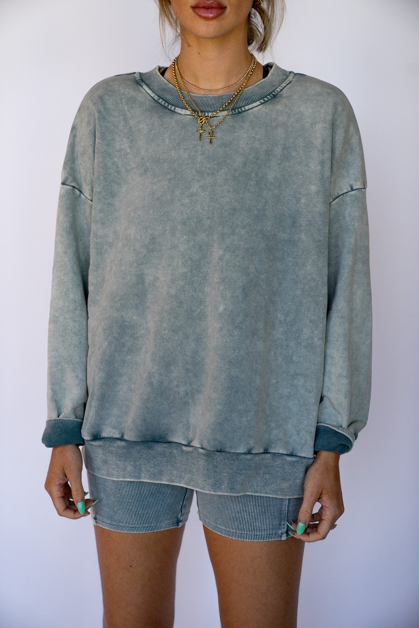 Sage Washed Oversized Pullover