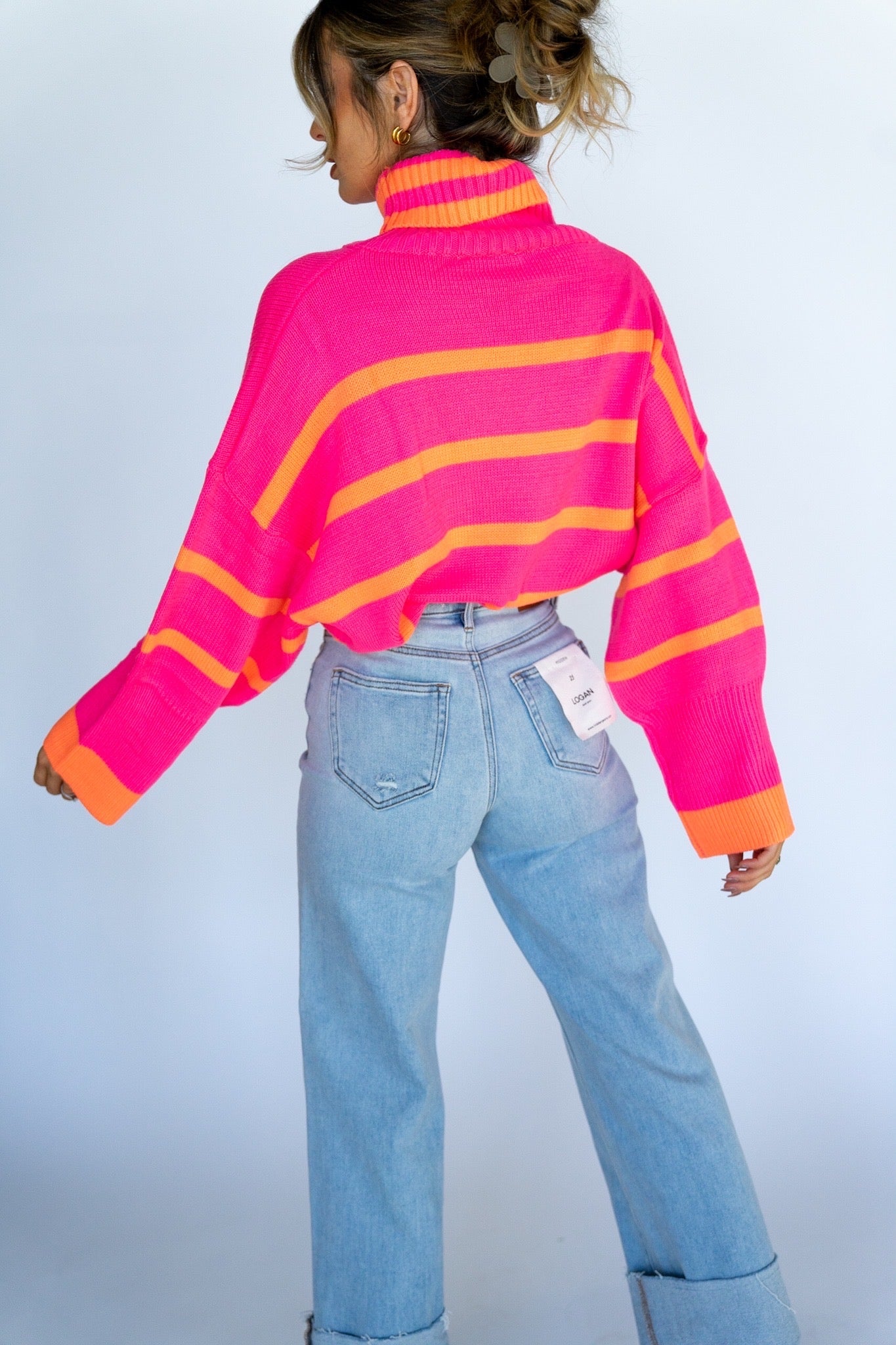 Striped Oversized Turtle Neck