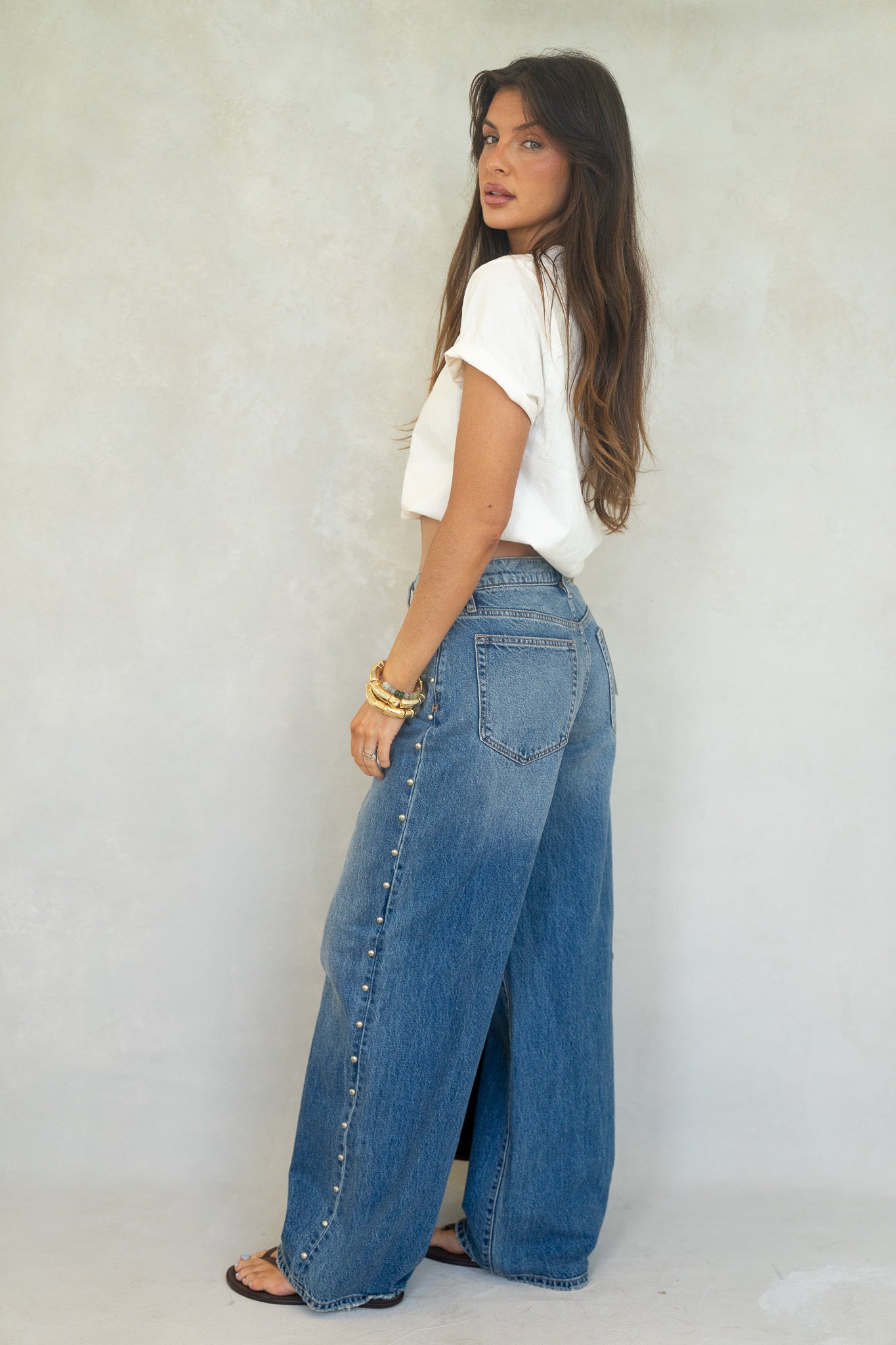Studded Relaxed Fit Denim
