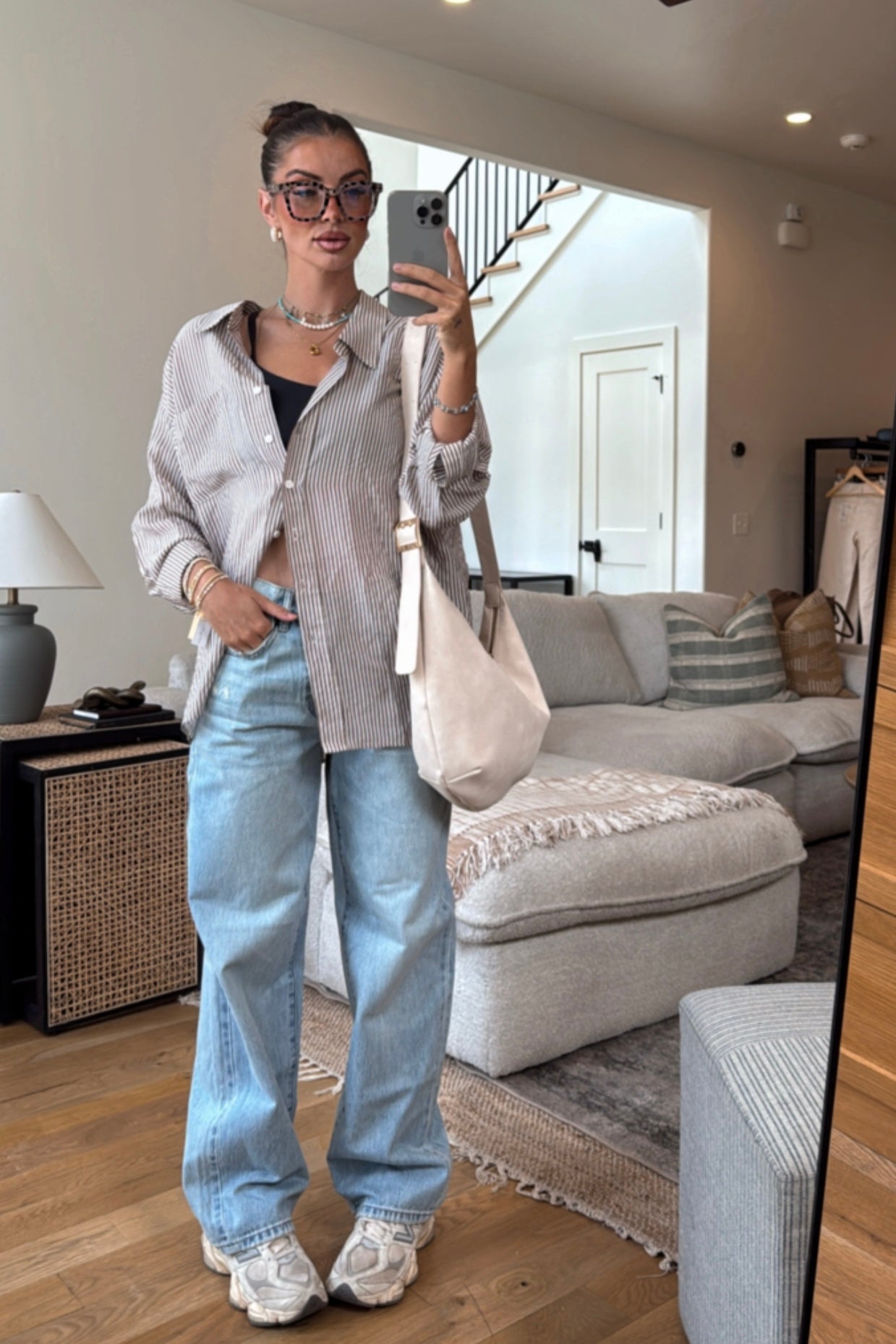 Striped Oversized Button Up