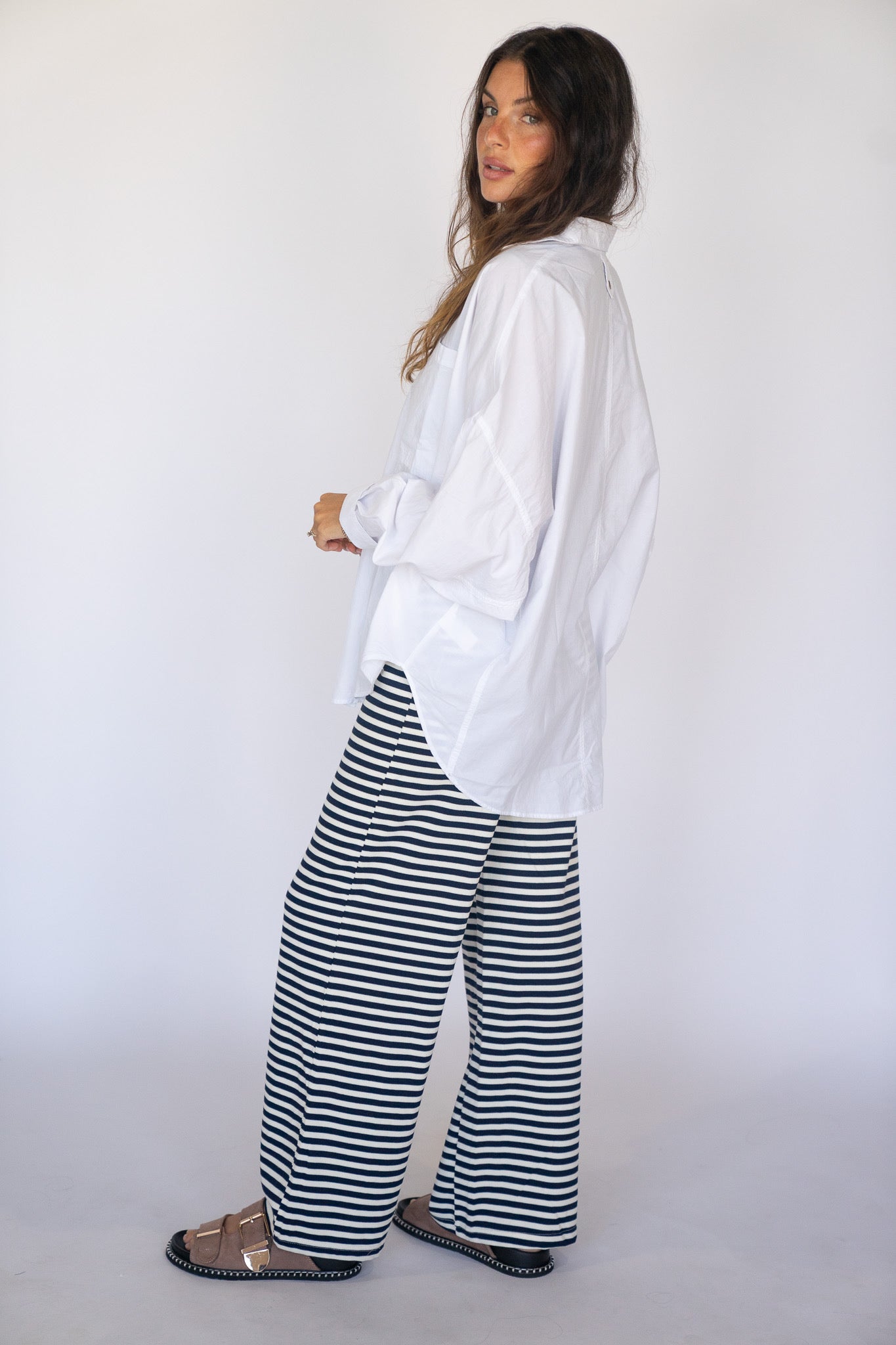 Navy Striped Summer Pants