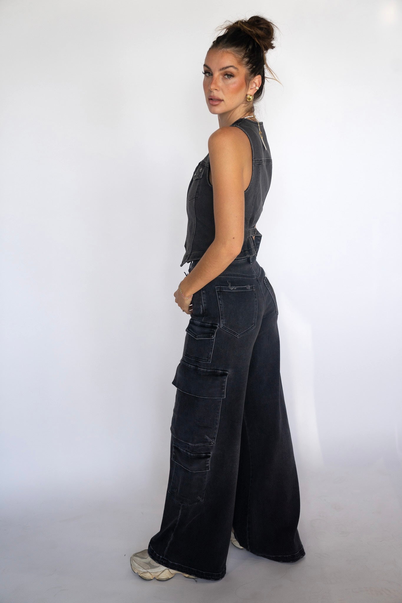Charcoal Staple Denim Vest