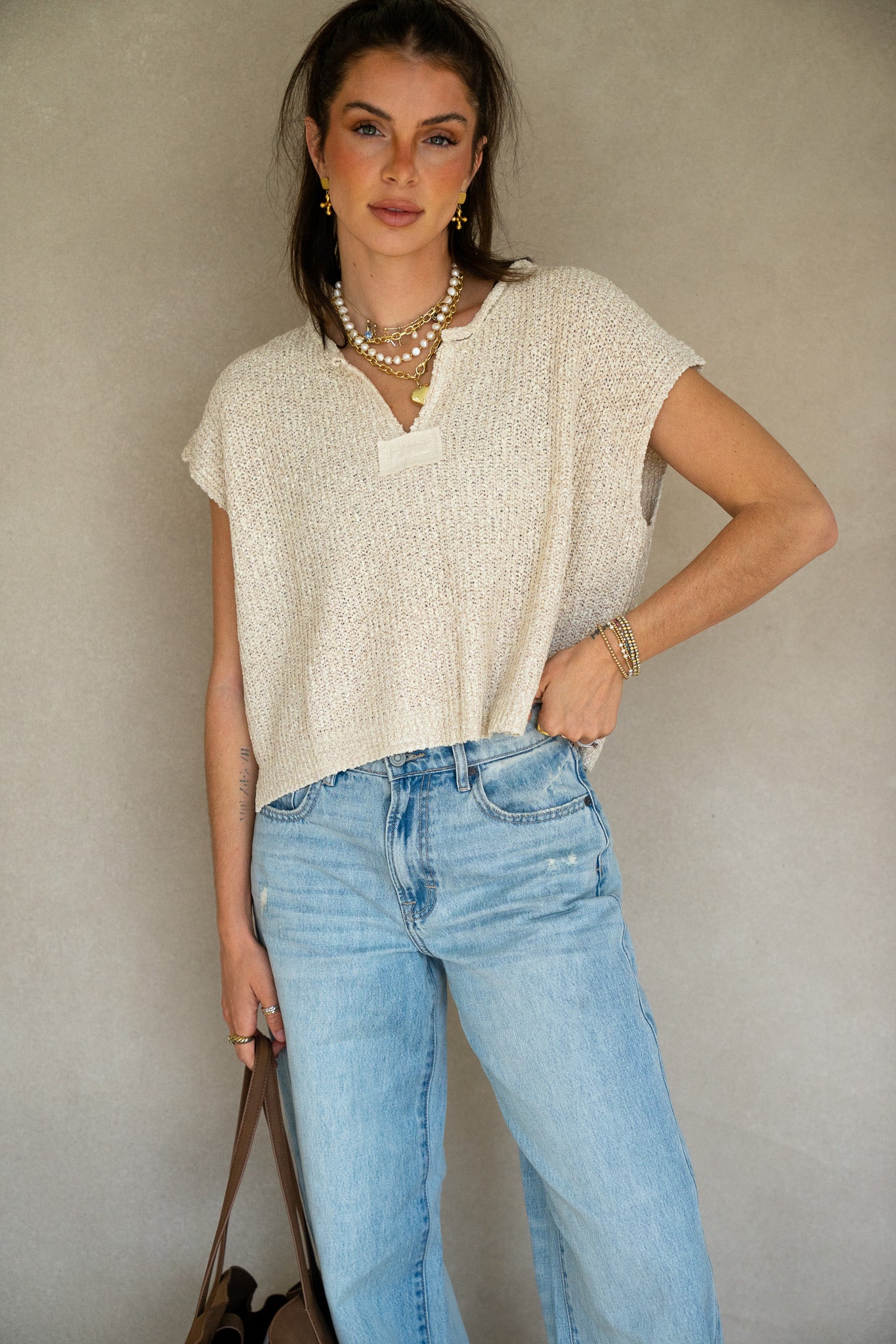 Patch Sleeveless Sweater