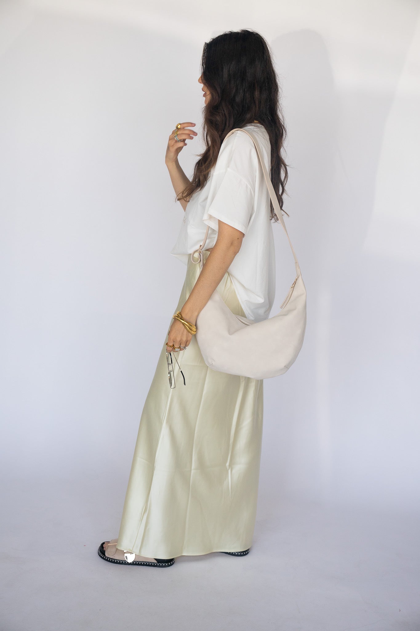 Stretch Waist Satin Skirt (Multiple Colors)
