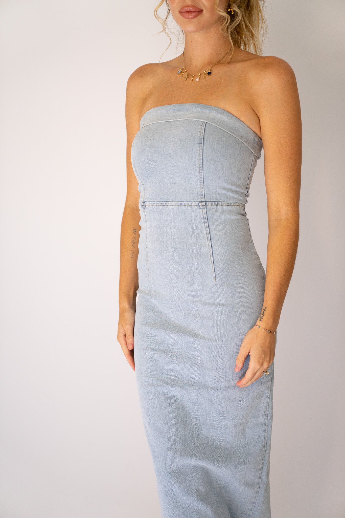 Stretch Denim Maxi Dress