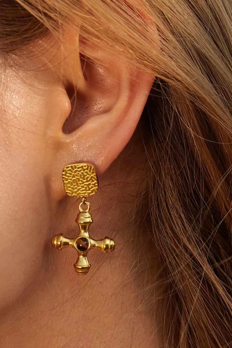 Cross Gem Earrings (multiple colors)