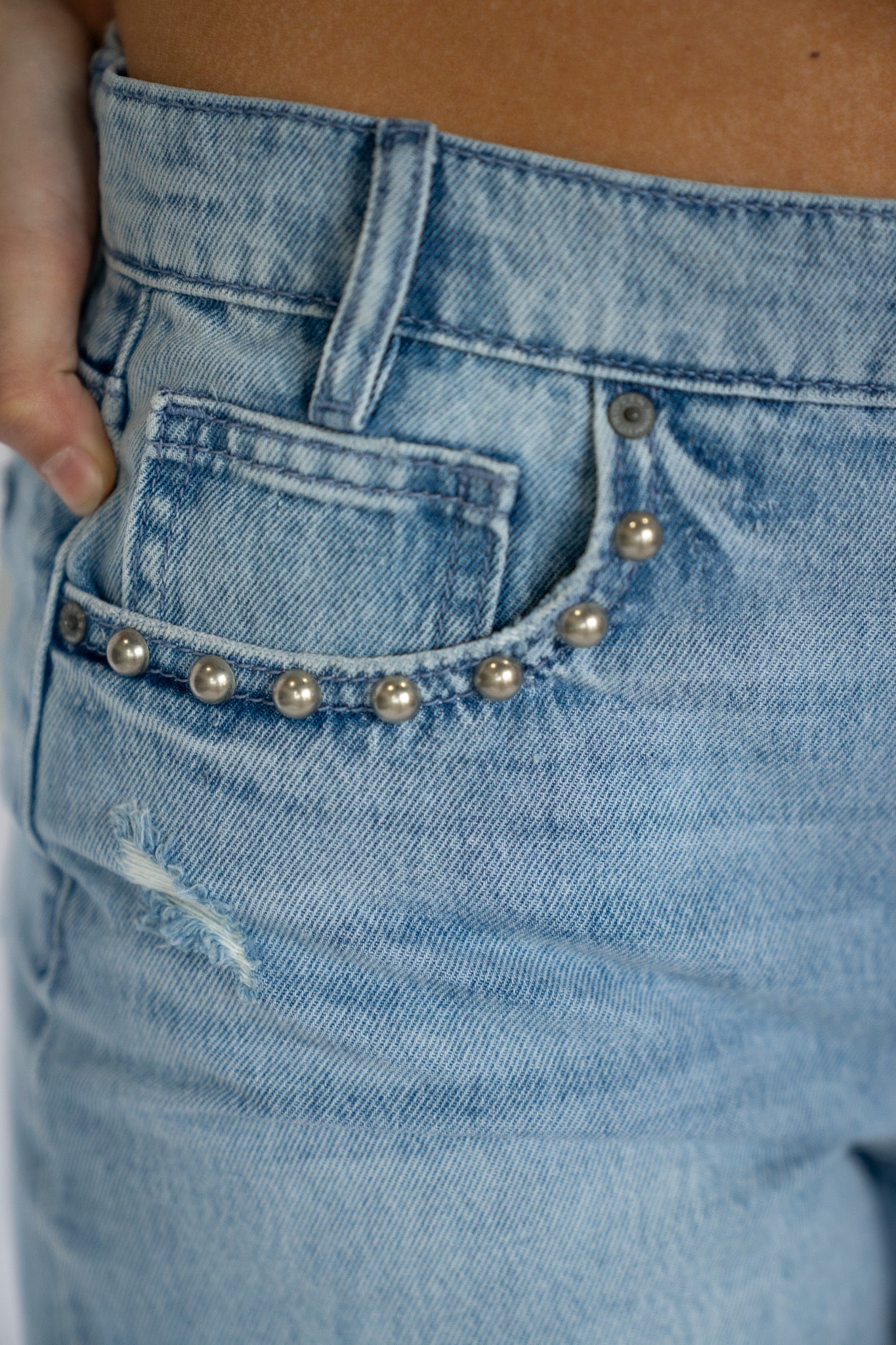 Studded Denim Shorts