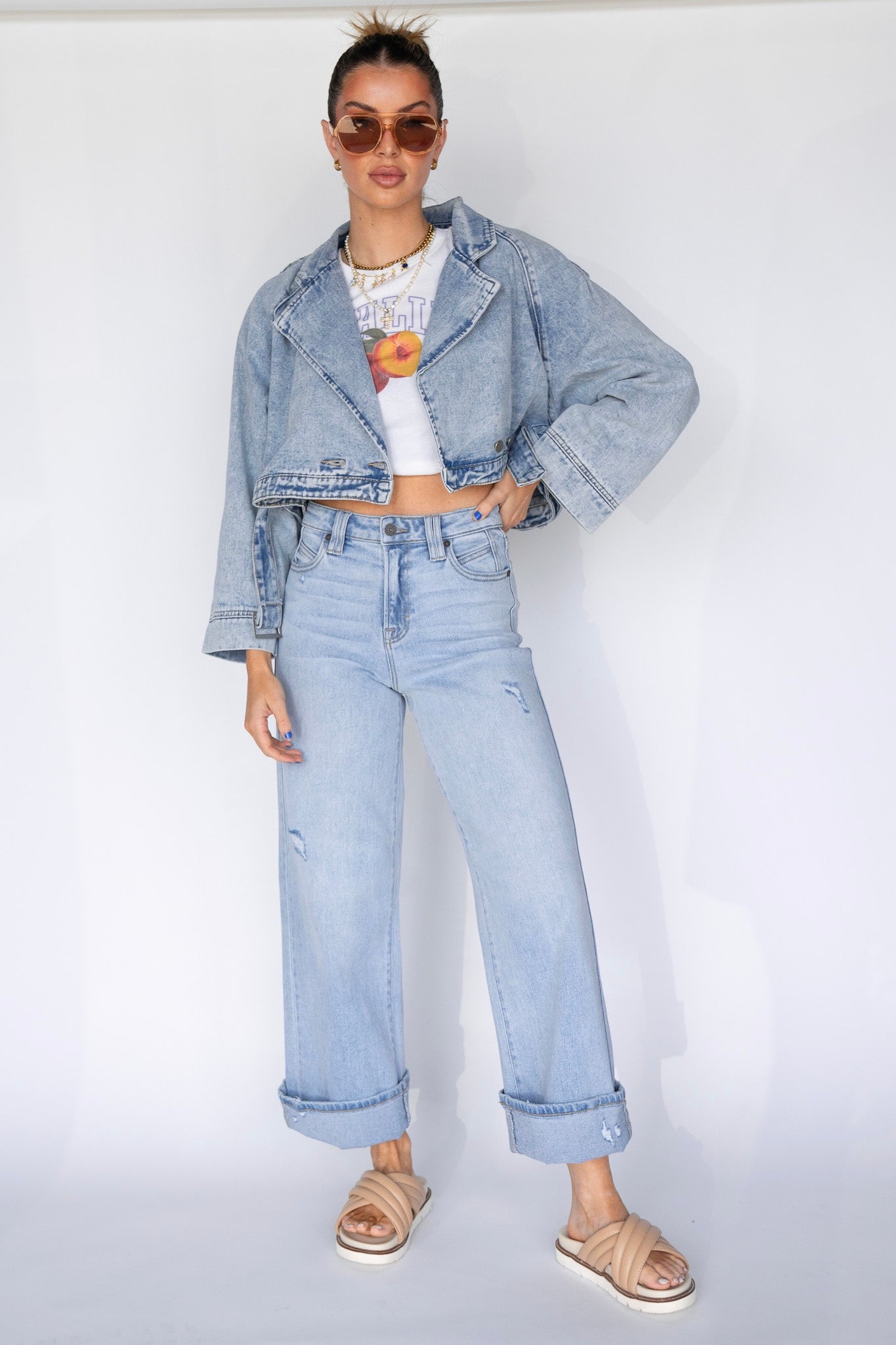 Light Wash Denim Motto Jacket