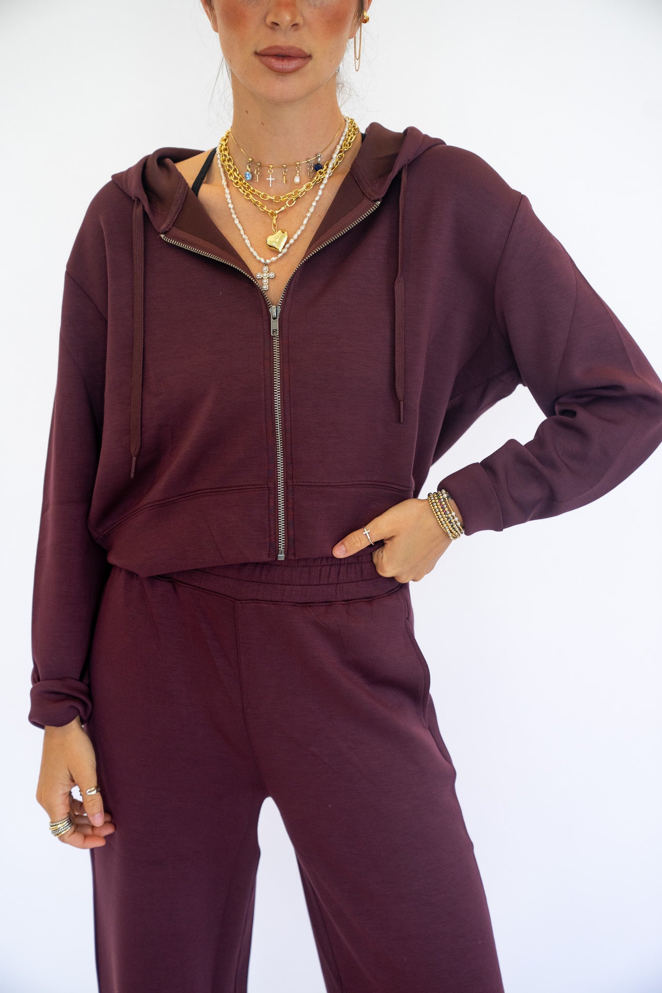 Merlot Cloud Fleece Zip Up