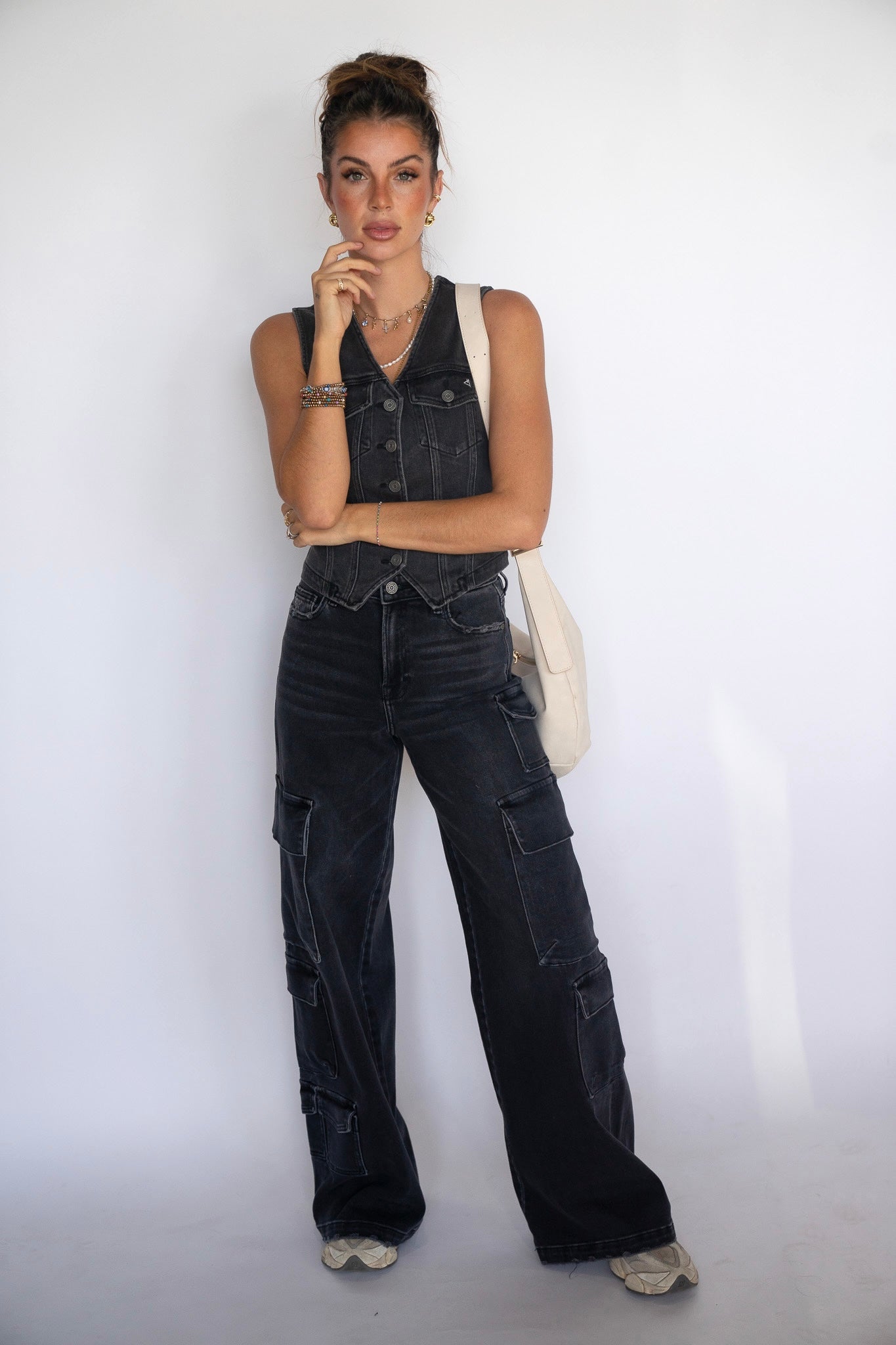 Charcoal Staple Denim Vest