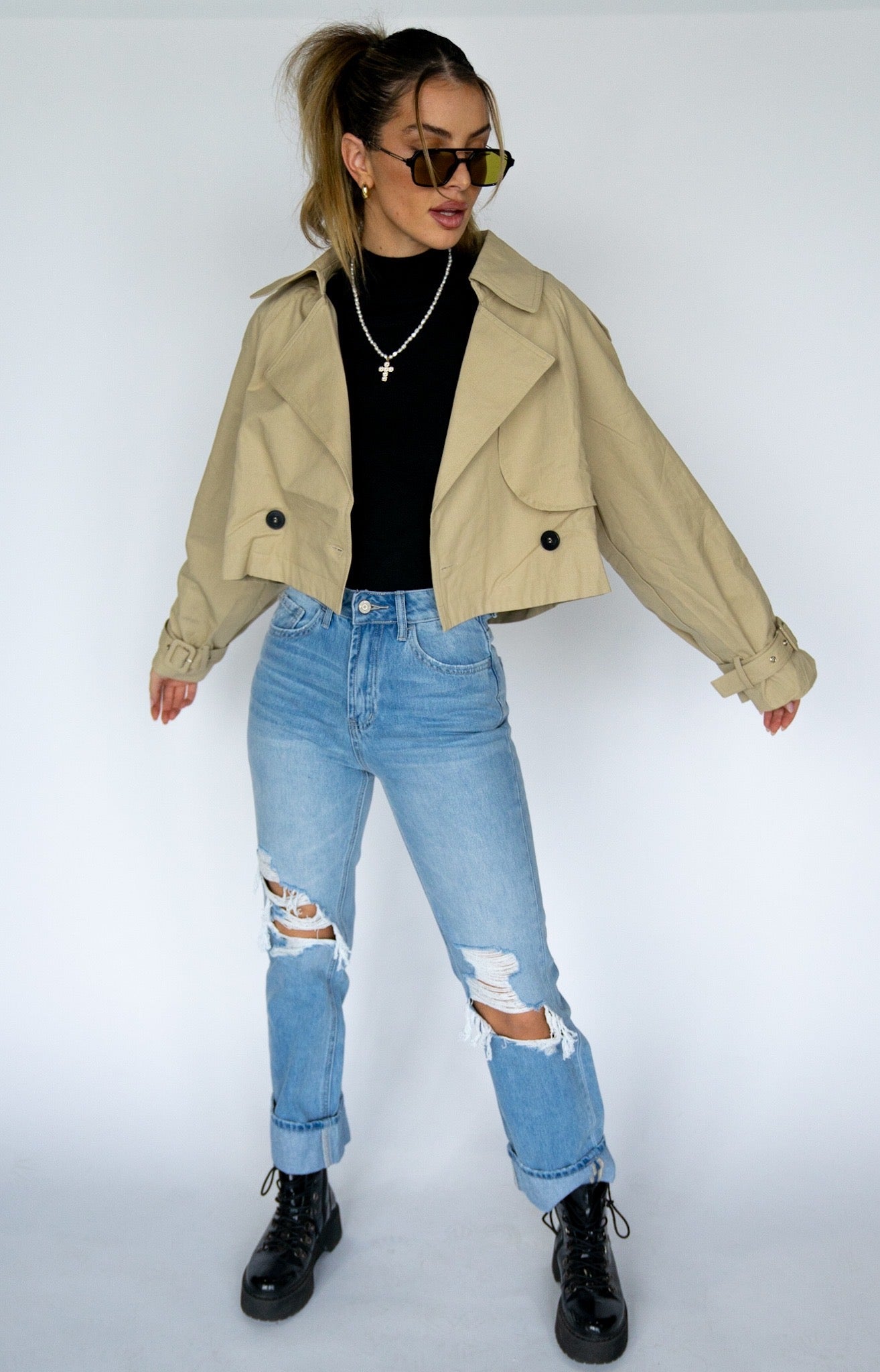 NY Nights Cropped Trench
