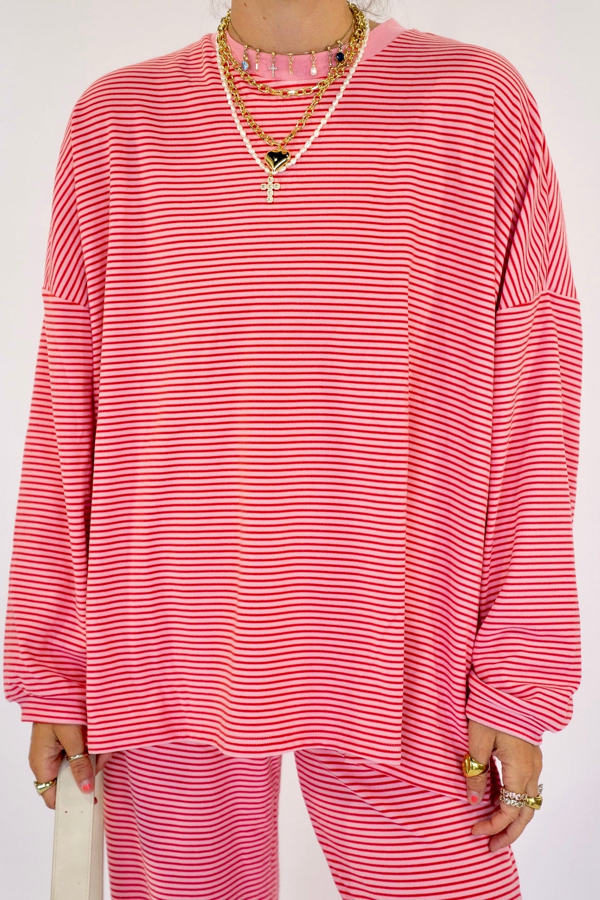 Pink/Red Striped Top