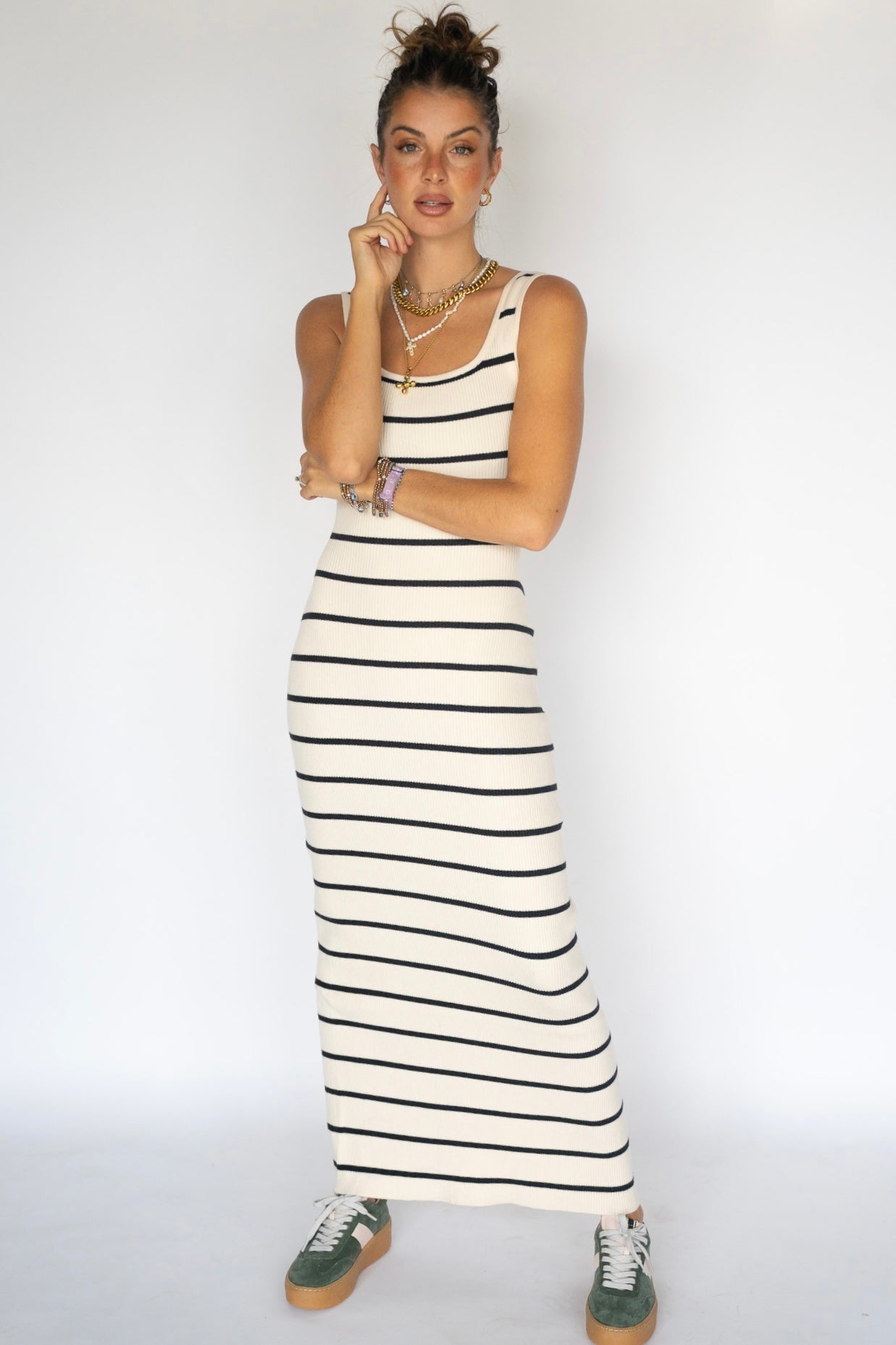 Sleeveless Striped Maxi Dress