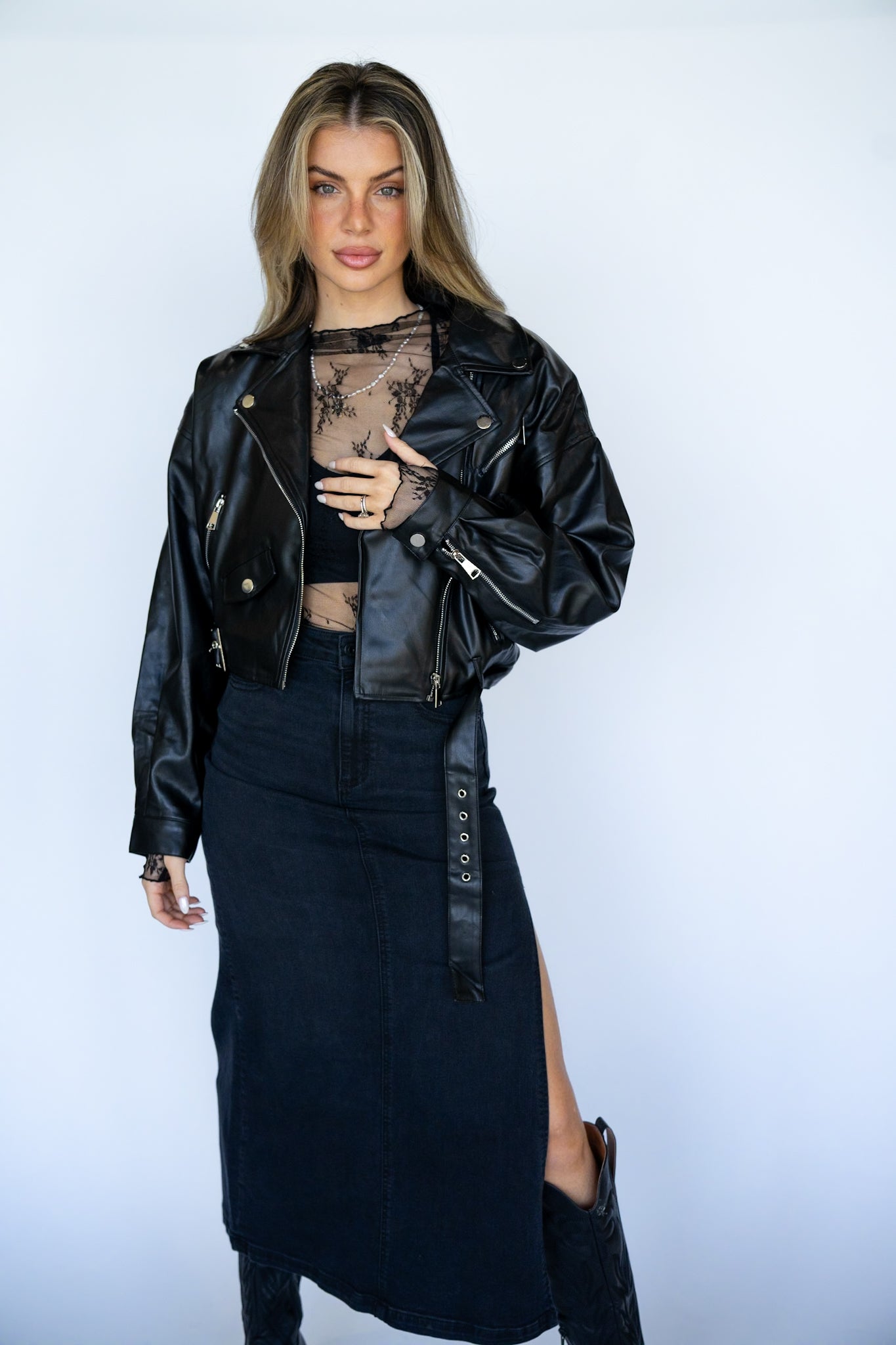 Cropped Moto Jacket