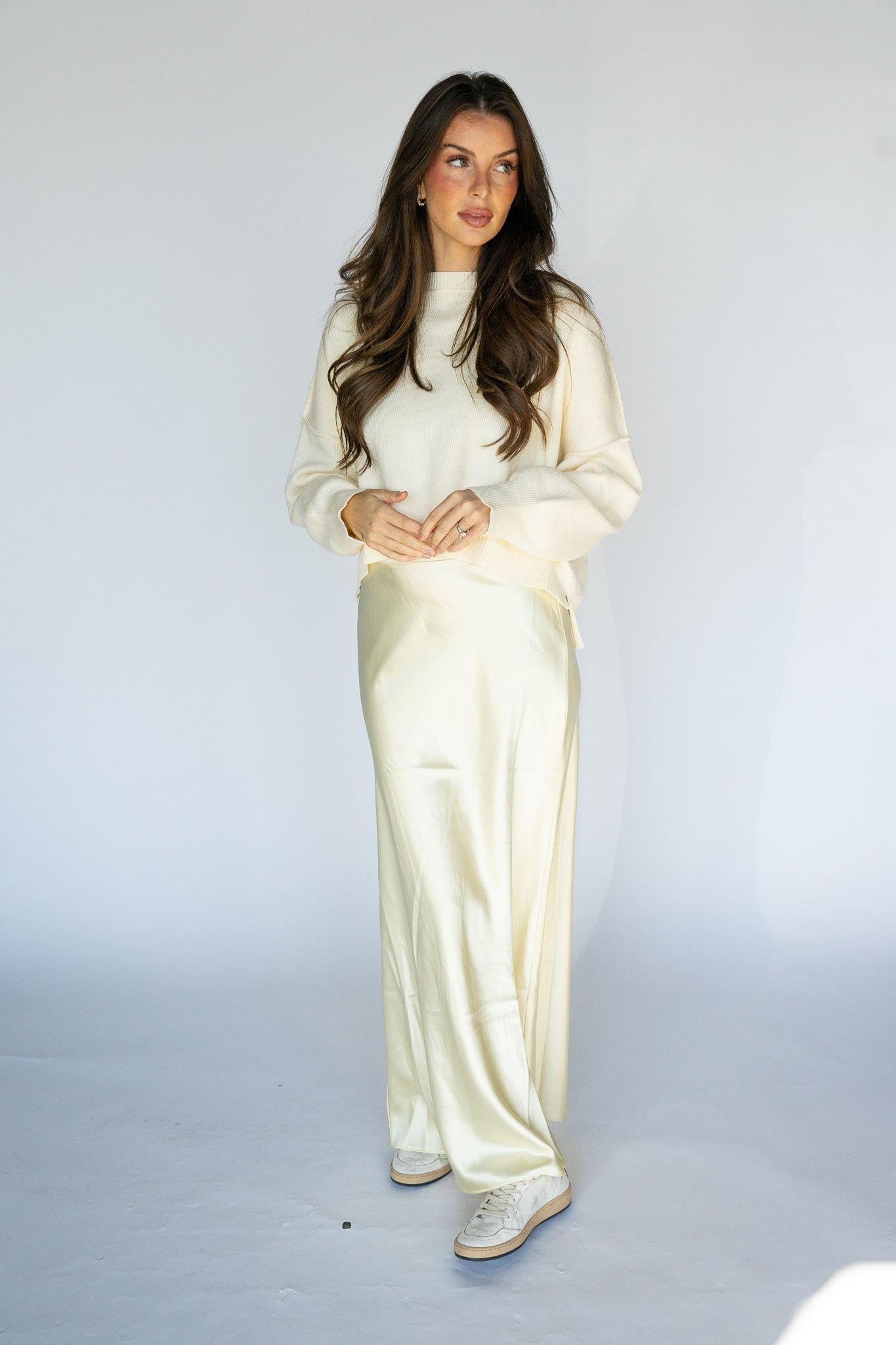 Stretch Waist Satin Skirt (Multiple Colors)