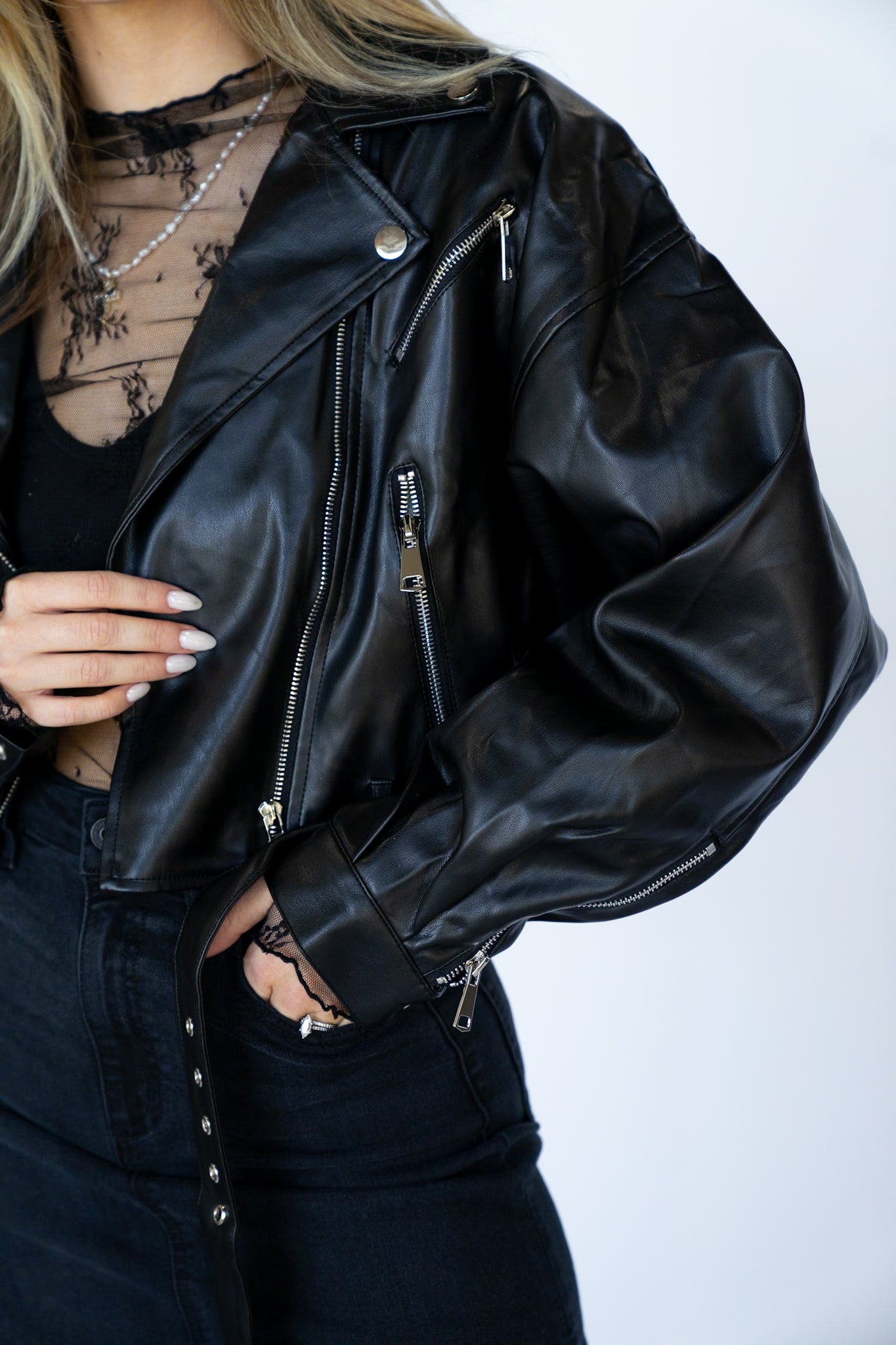 Cropped Moto Jacket