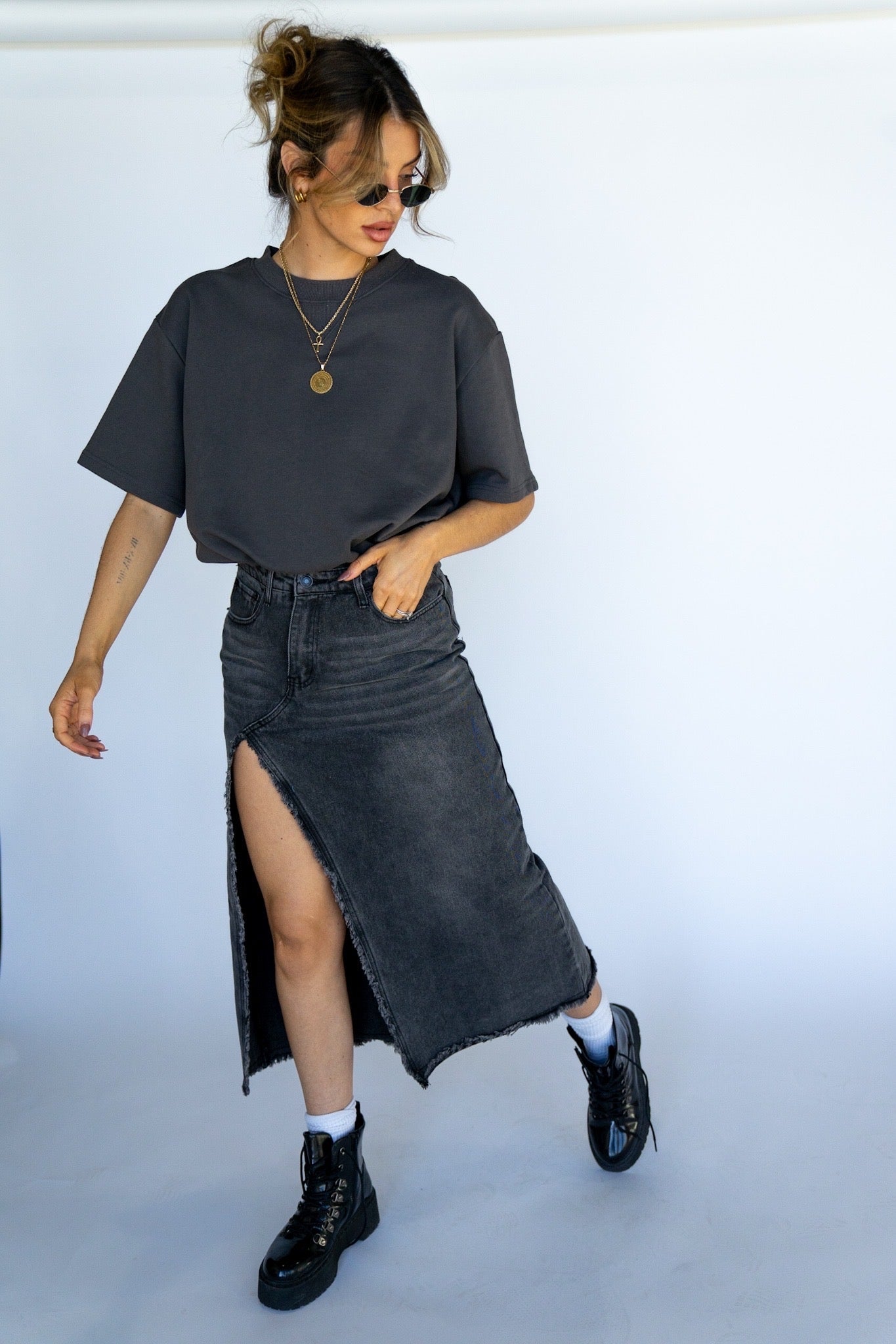 Raw Edge Maxi Skirt