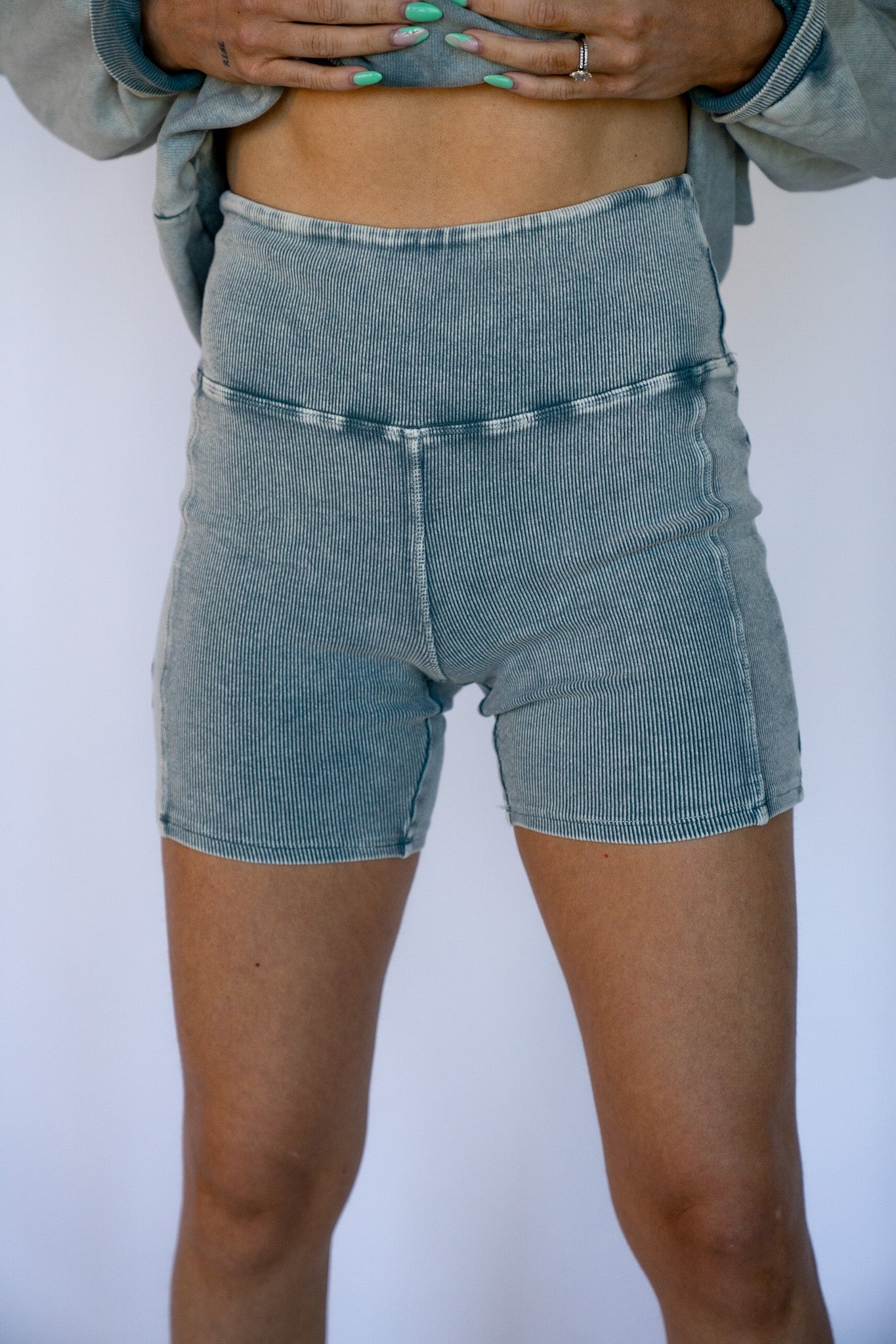Sage Washed Biker Shorts