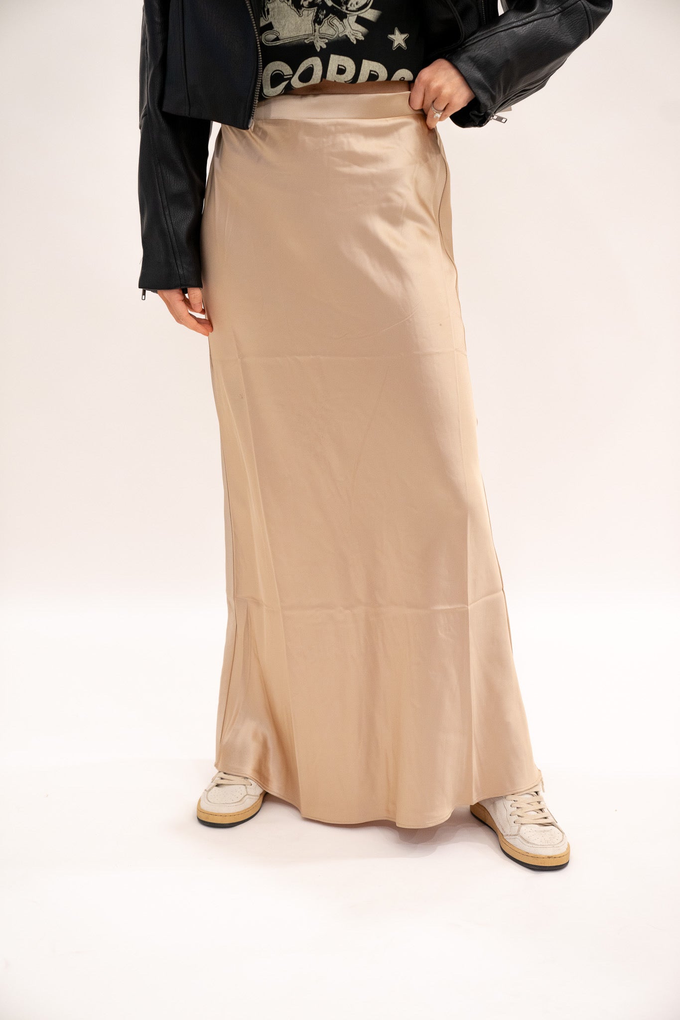 Stretch Waist Satin Skirt (Multiple Colors)