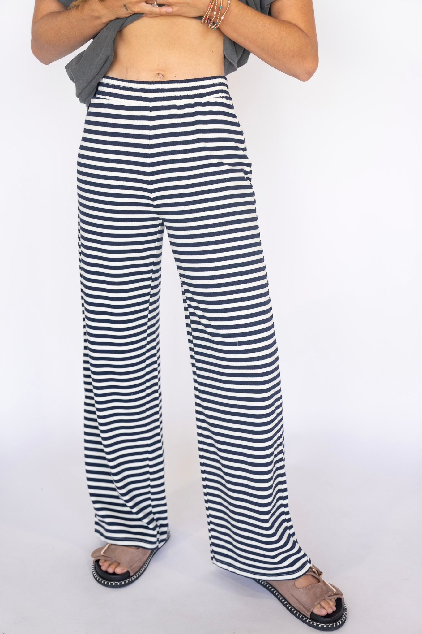 Navy Striped Summer Pants