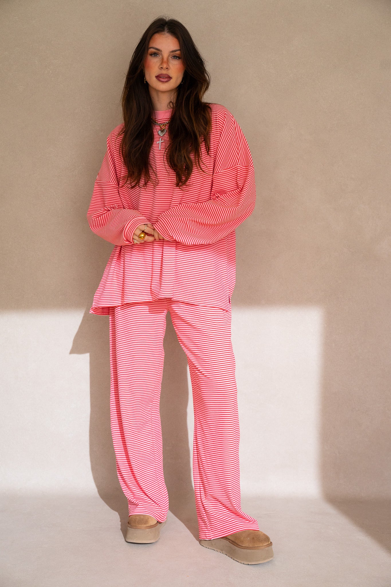 Katy Striped Pants- Pink/Red