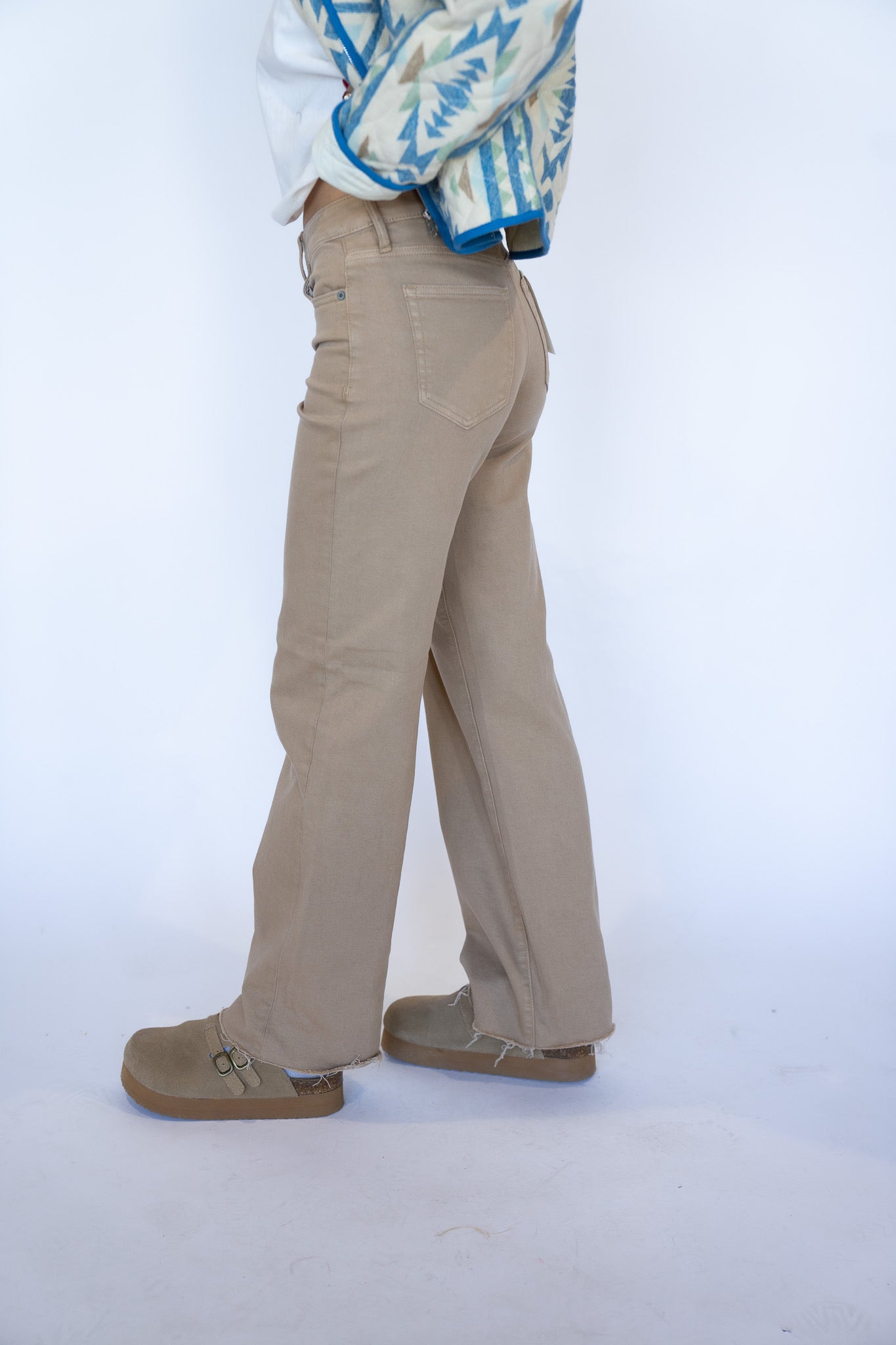 Khaki Mid Rise Logan Jean