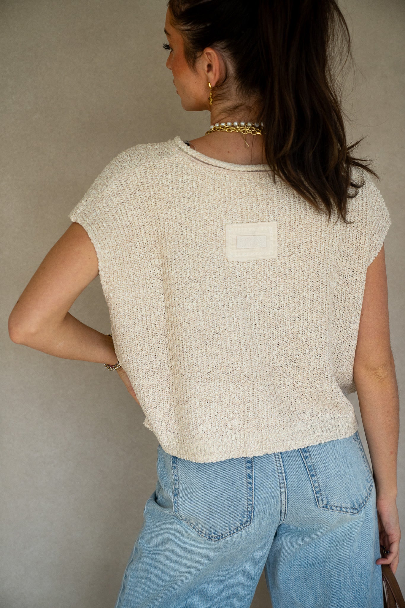 Patch Sleeveless Sweater