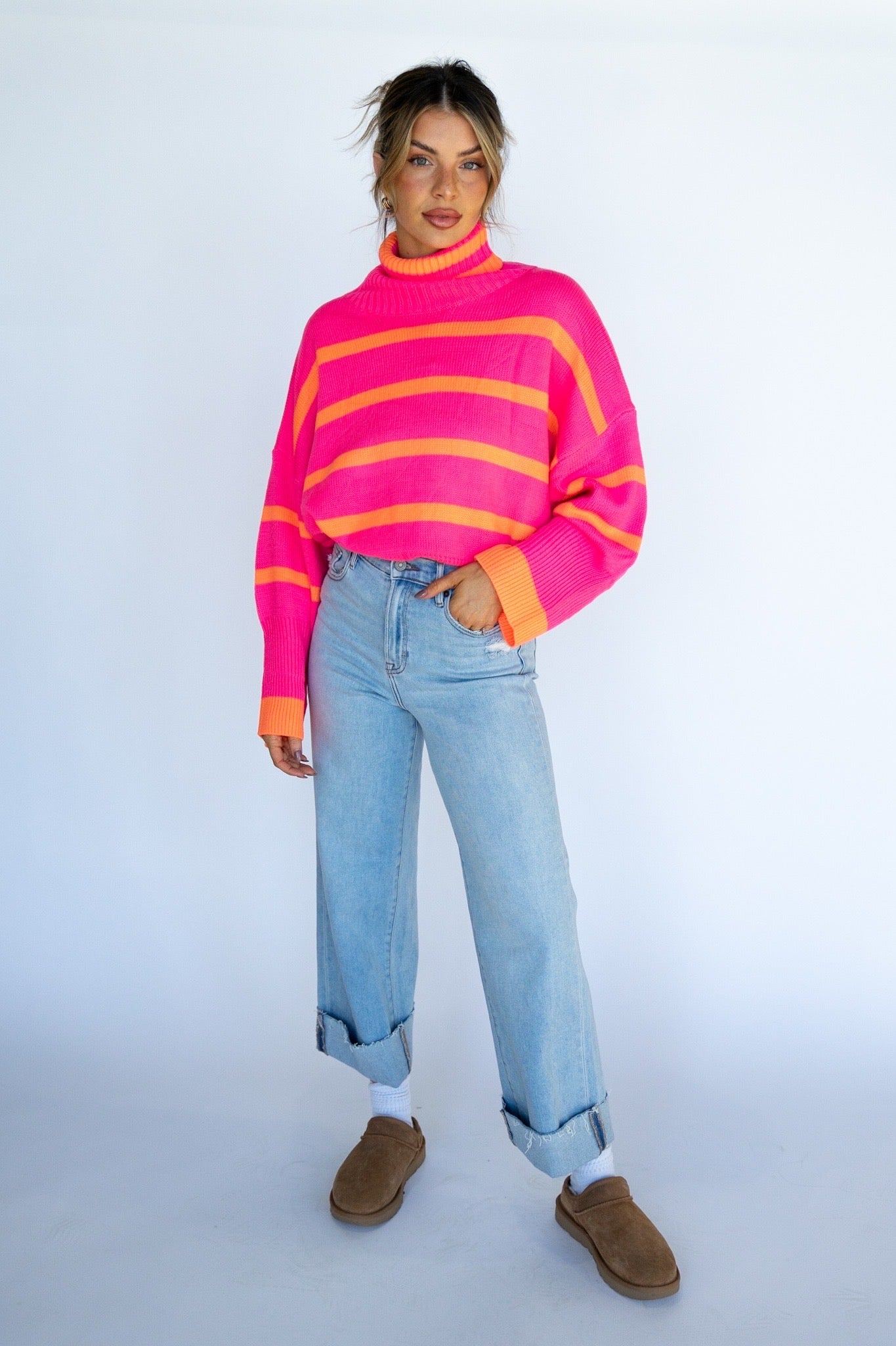 Striped Oversized Turtle Neck