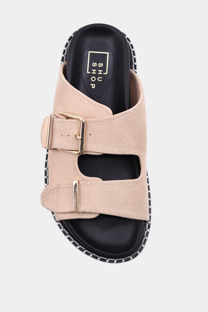 Charlotte Suede Sandal (Beige)
