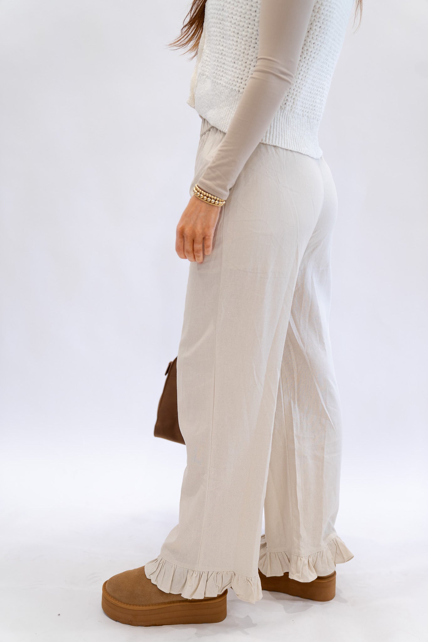 Linen Ruffle Pants