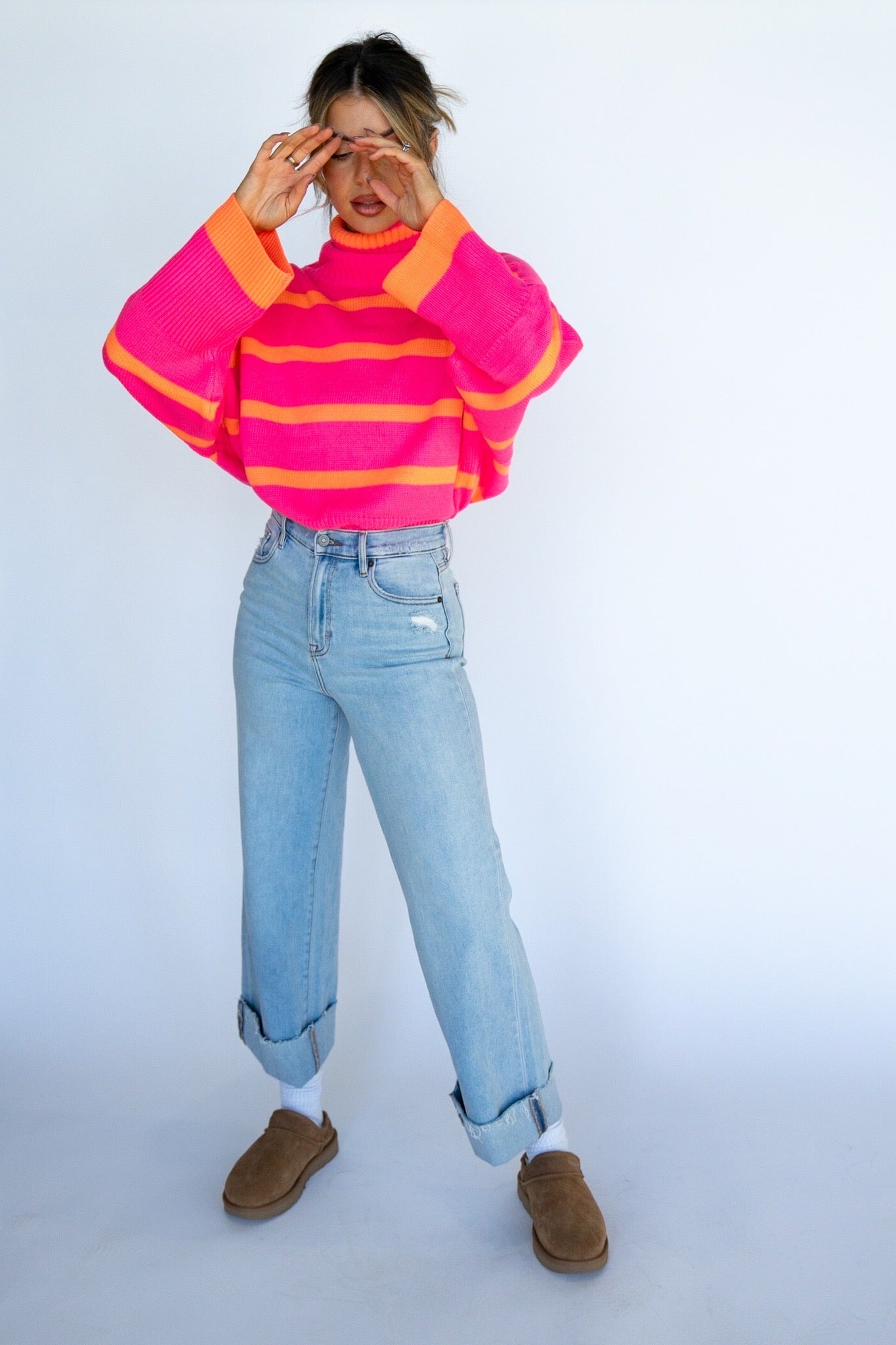 Striped Oversized Turtle Neck