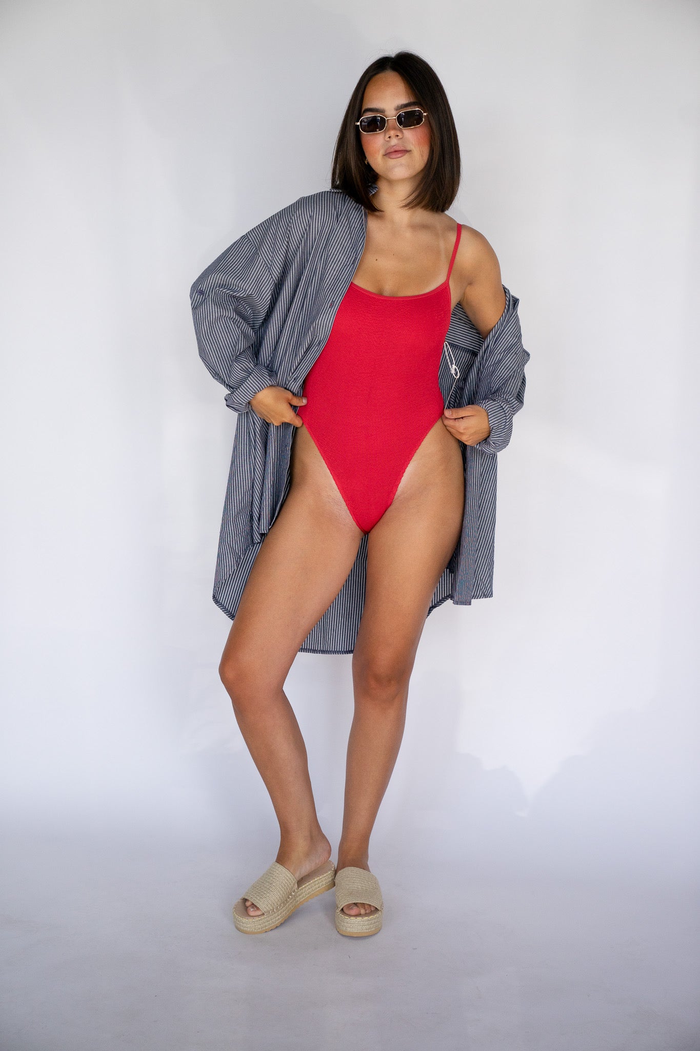 Sunset Red Crinkle One Piece
