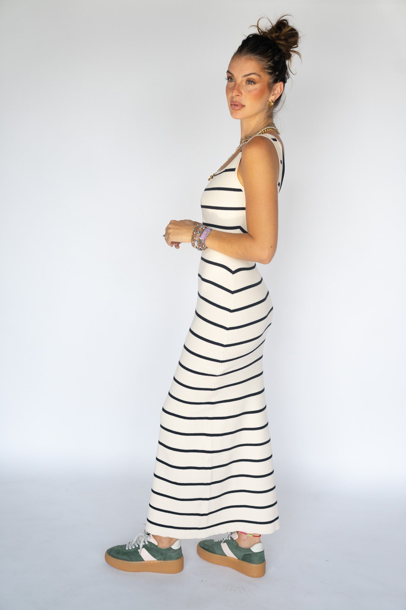 Sleeveless Striped Maxi Dress