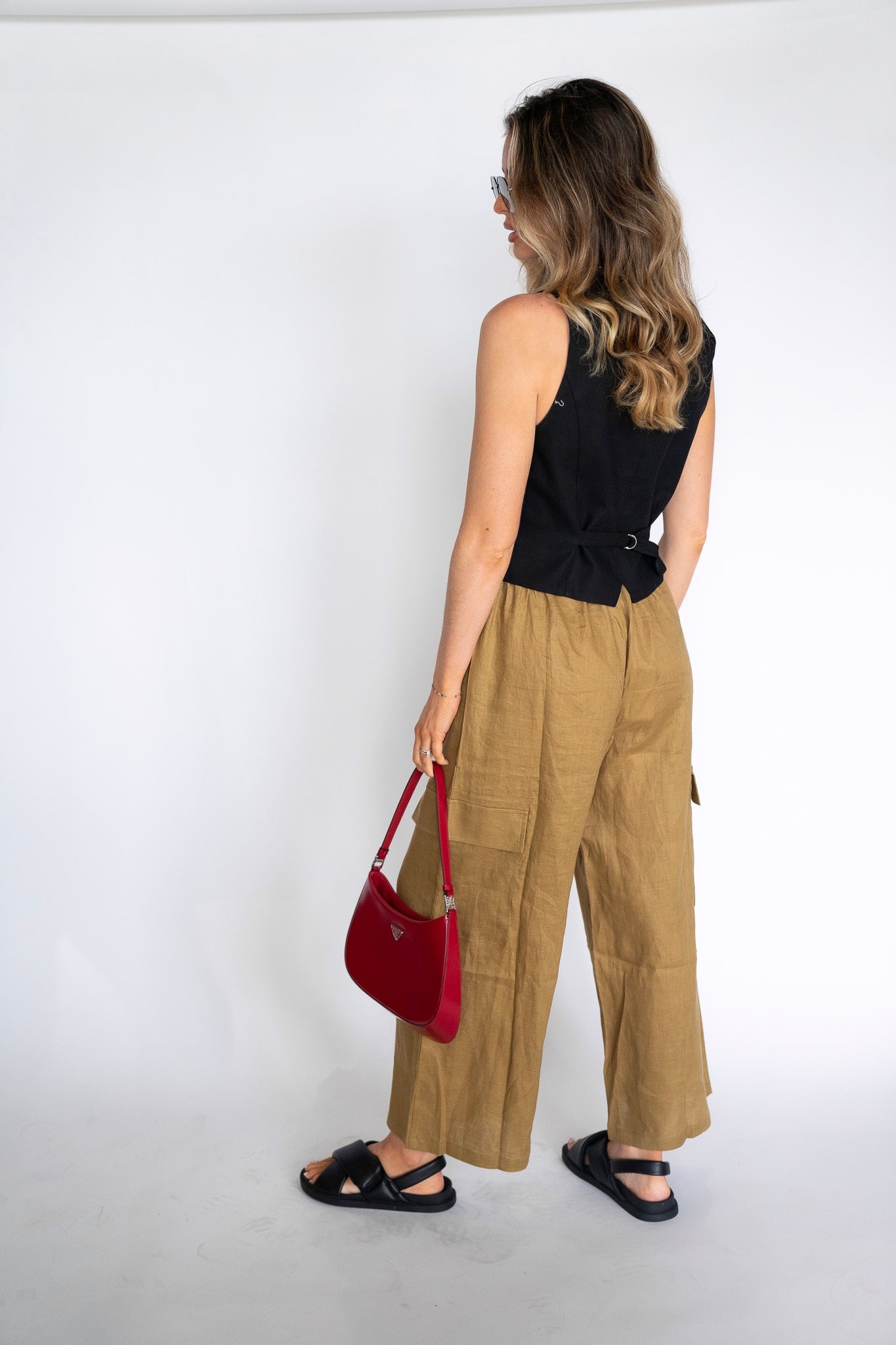 Brown Olive Linen Pants