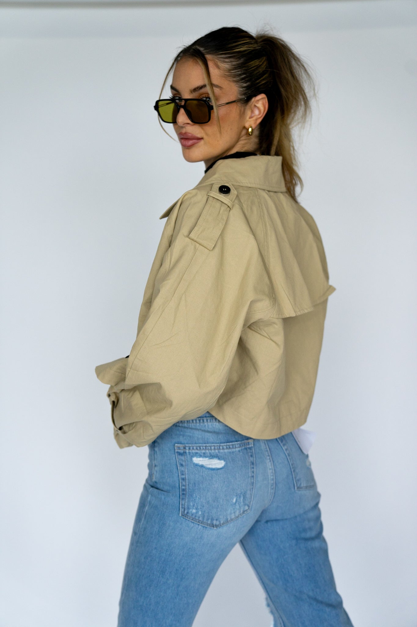 NY Nights Cropped Trench