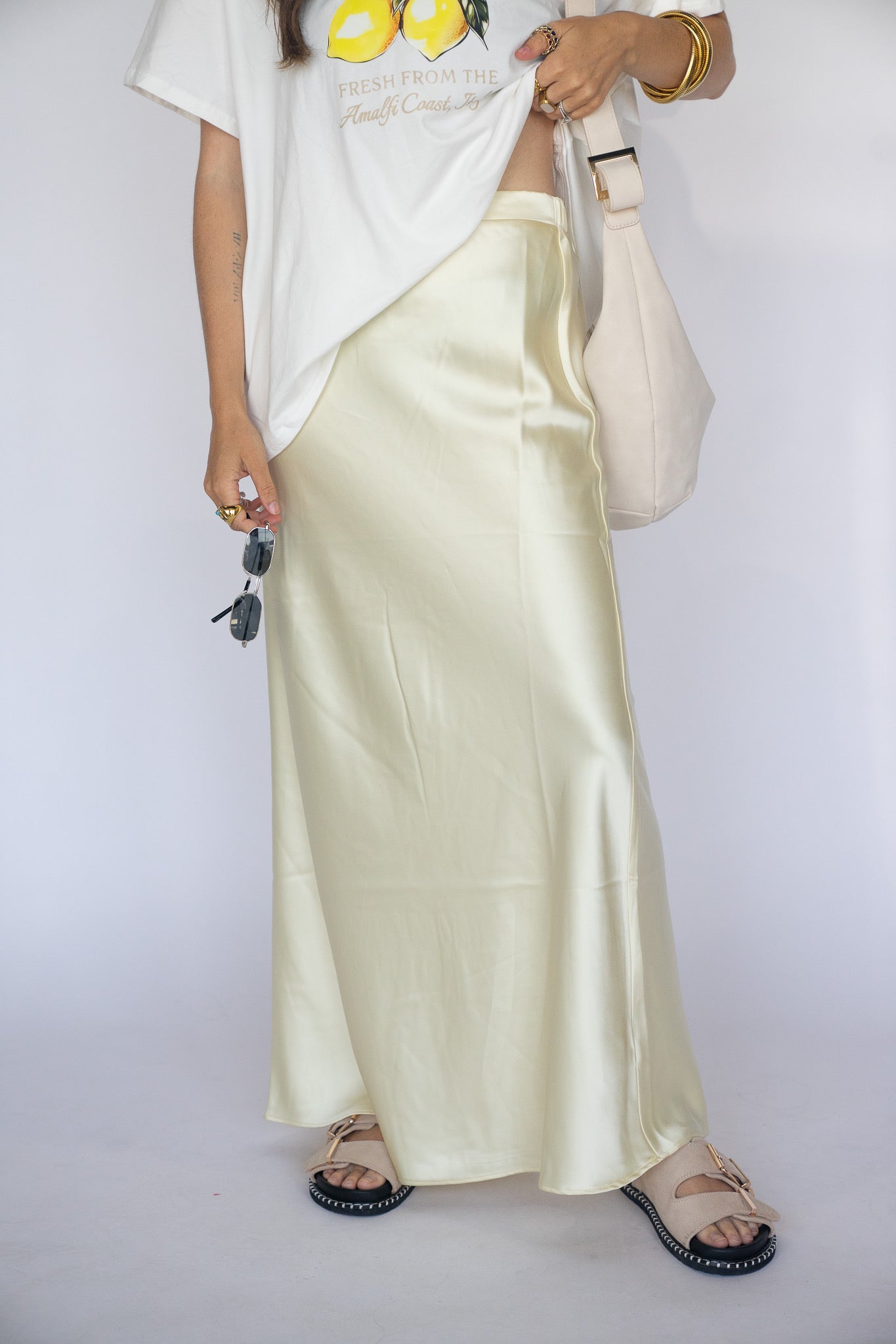 Stretch Waist Satin Skirt (Multiple Colors)