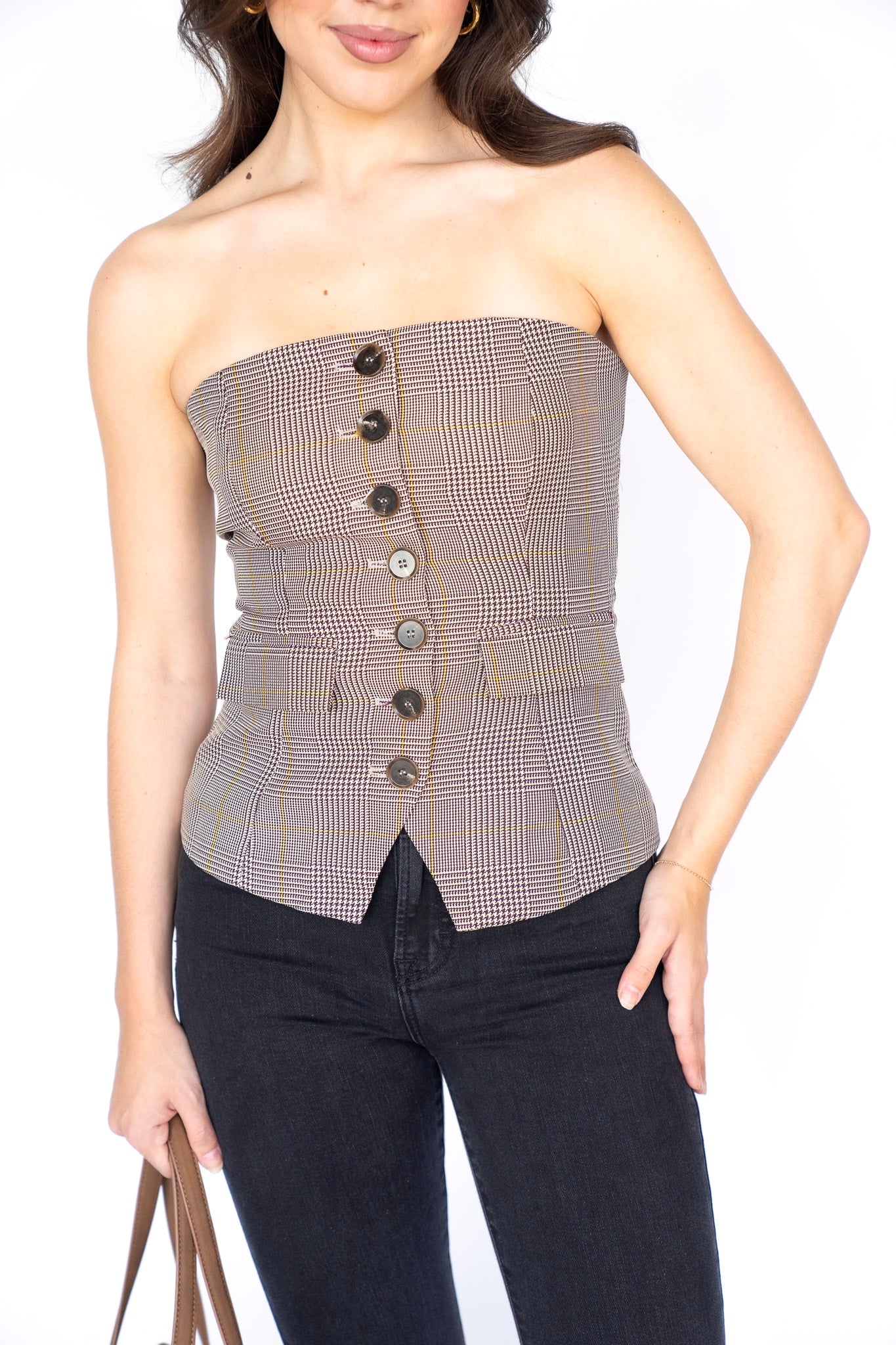 Strapless Button Down Top