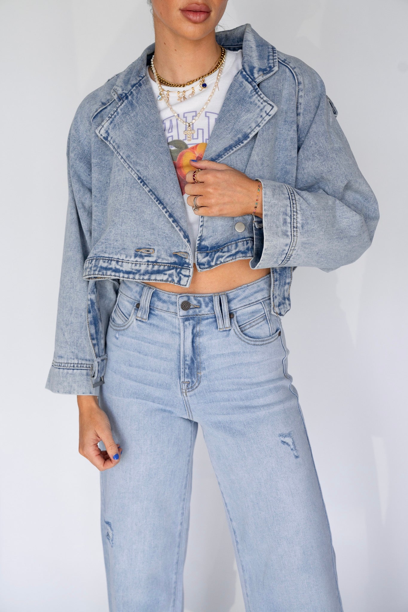 Light Wash Denim Motto Jacket