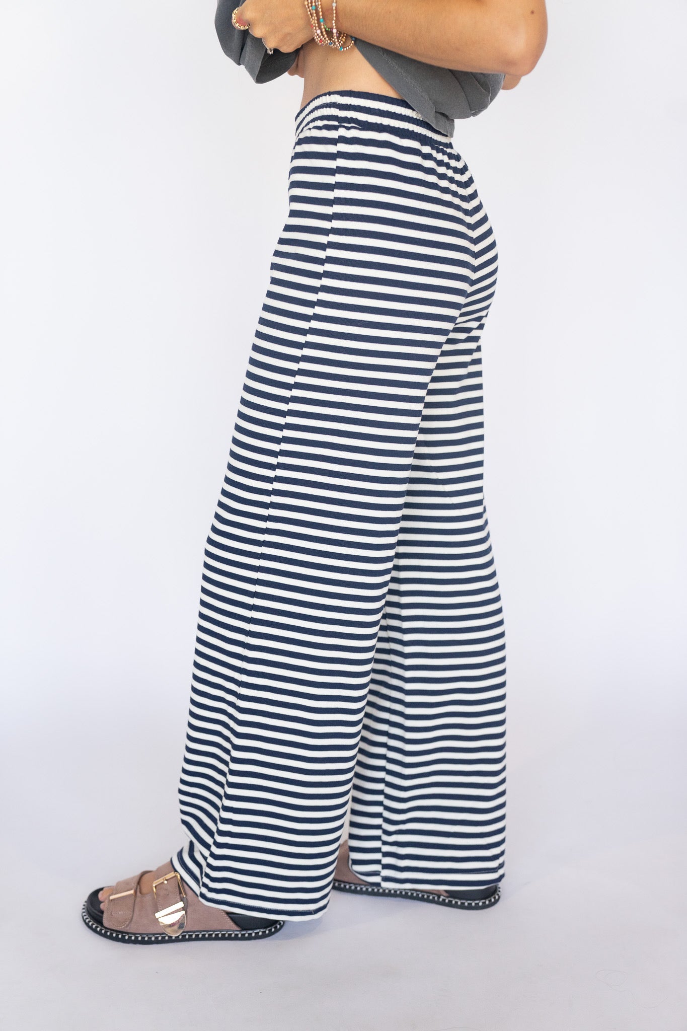 Navy Striped Summer Pants