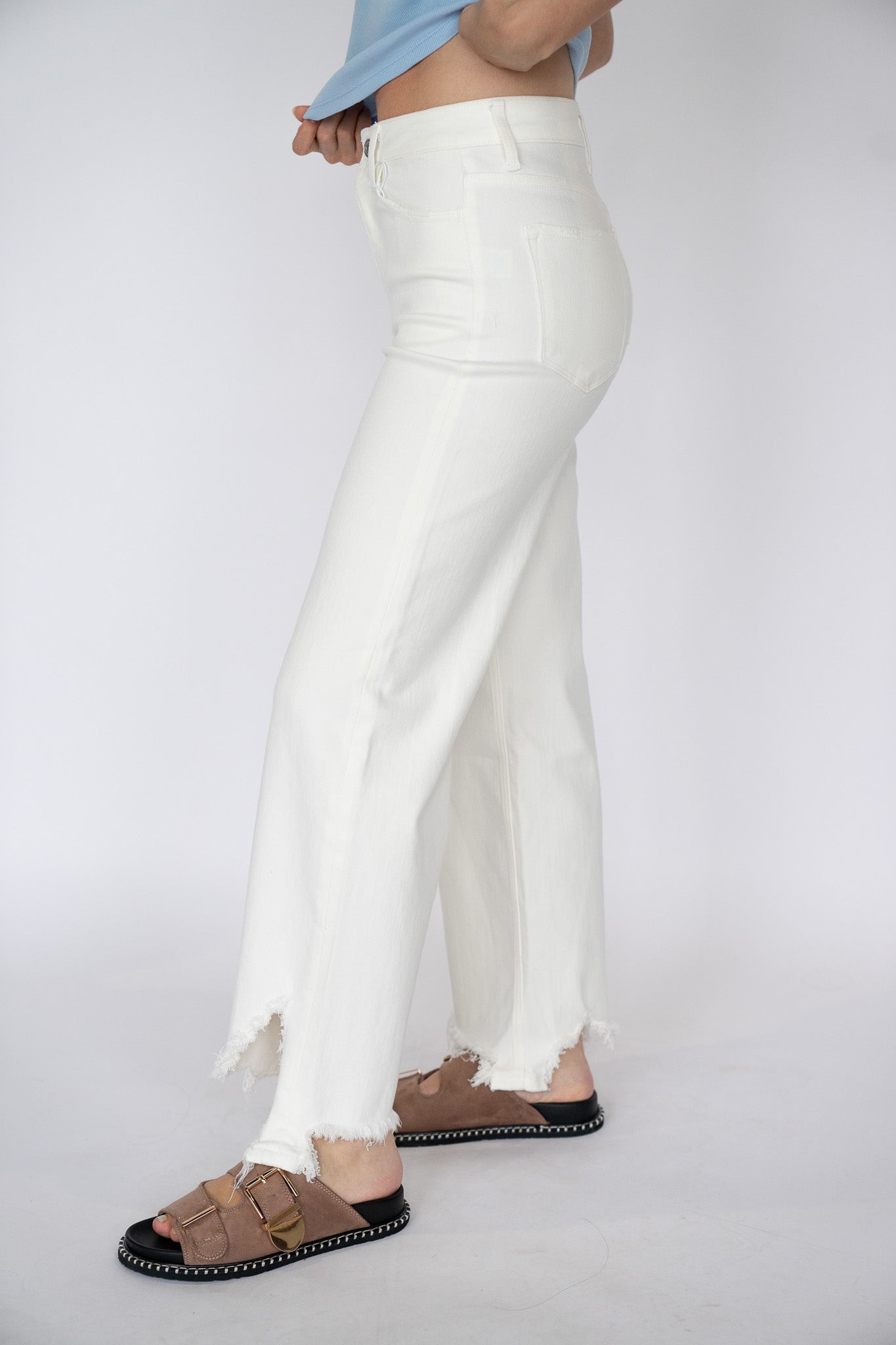 Raw Hem Stretch Denim (Multiple Colors)