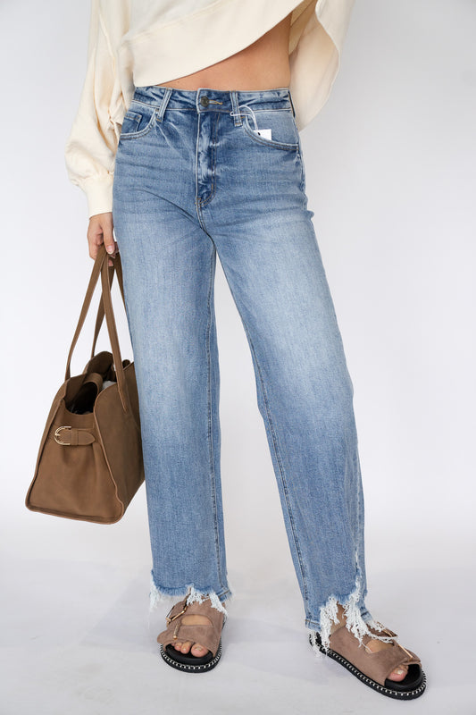 Raw Hem Stretch Denim (Multiple Colors)