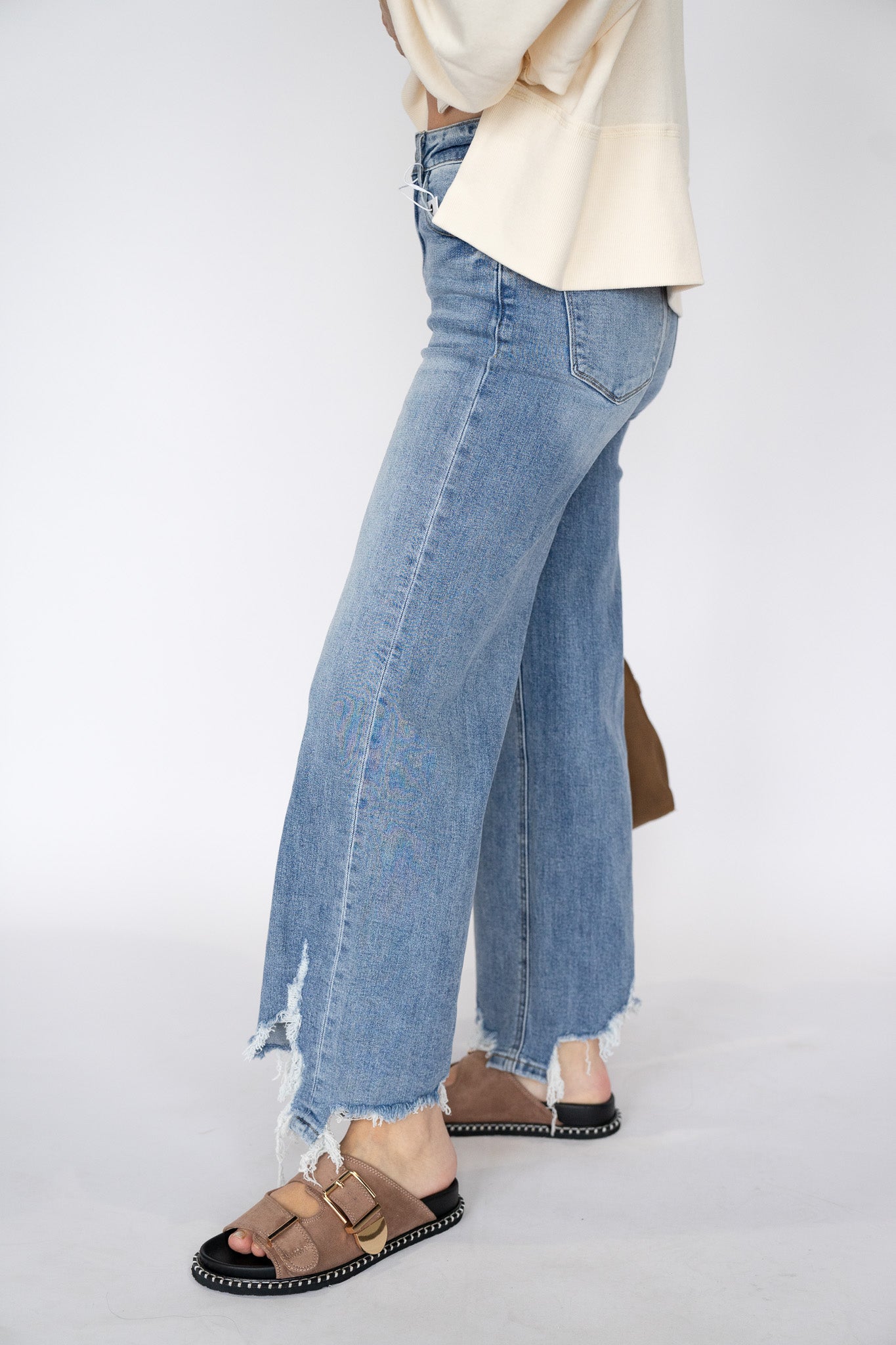 Raw Hem Stretch Denim (Multiple Colors)
