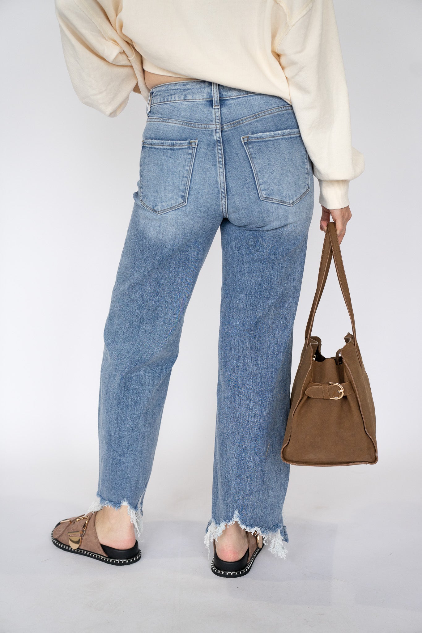 Raw Hem Stretch Denim (Multiple Colors)