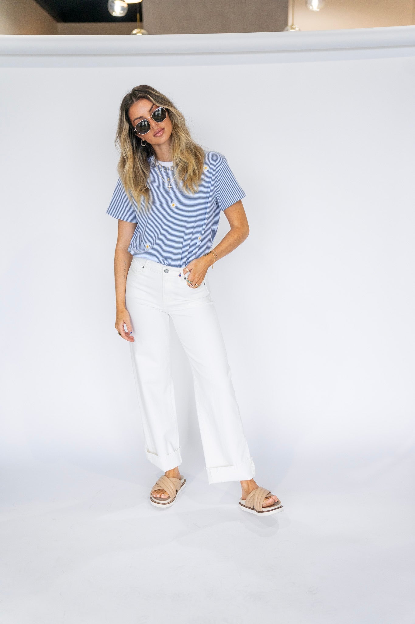 Embroidered Daisy Tee