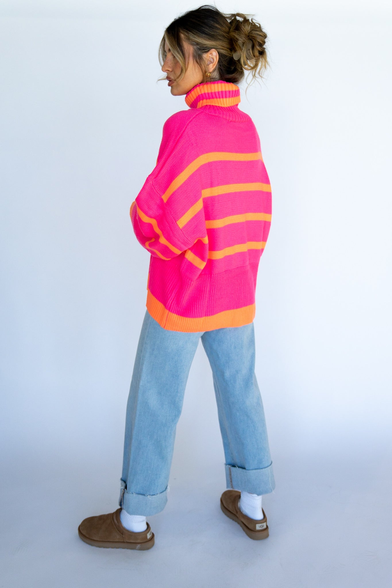 Striped Oversized Turtle Neck